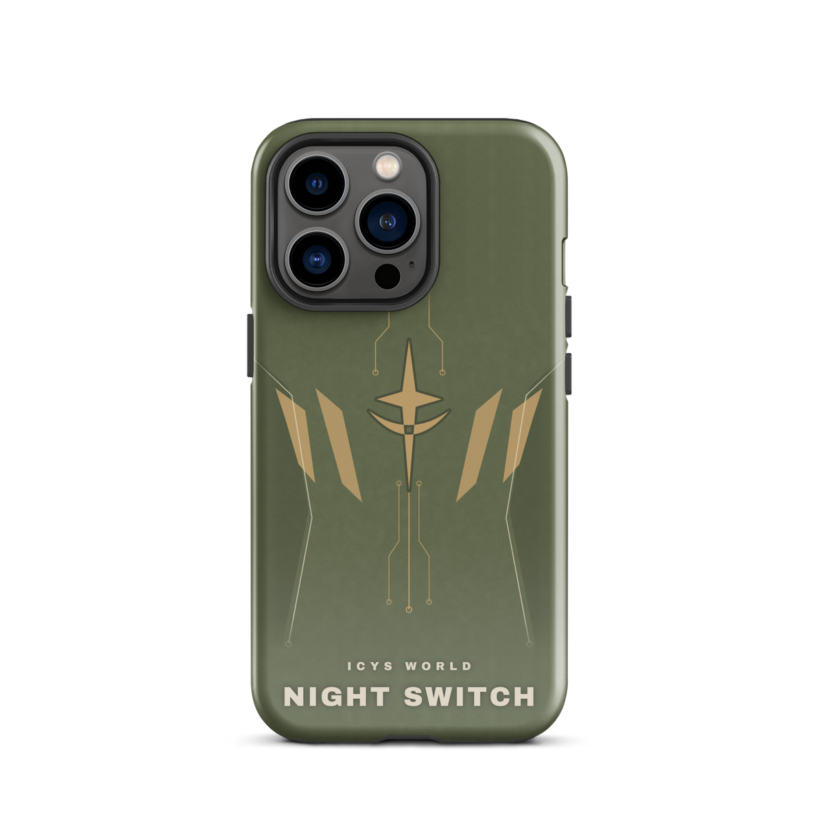 ICYS WORLD Night Switch iPhone case on iPhone 13 Pro, glossy finish
