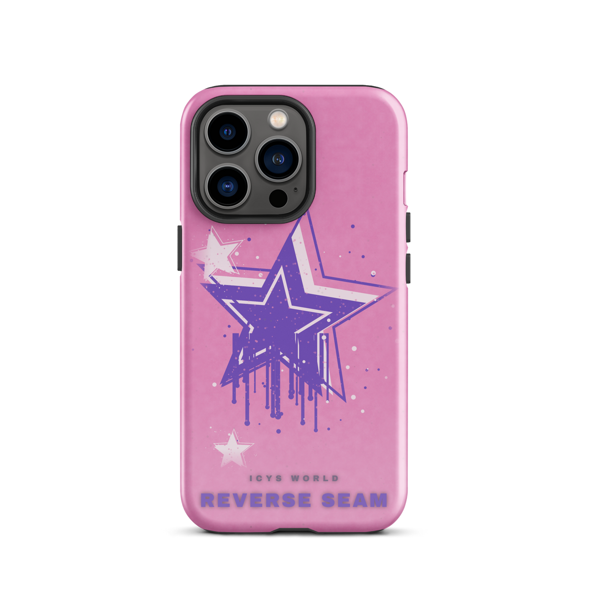 ICYS WORLD Reverse Seam iPhone case on iPhone 13 Pro, glossy finish