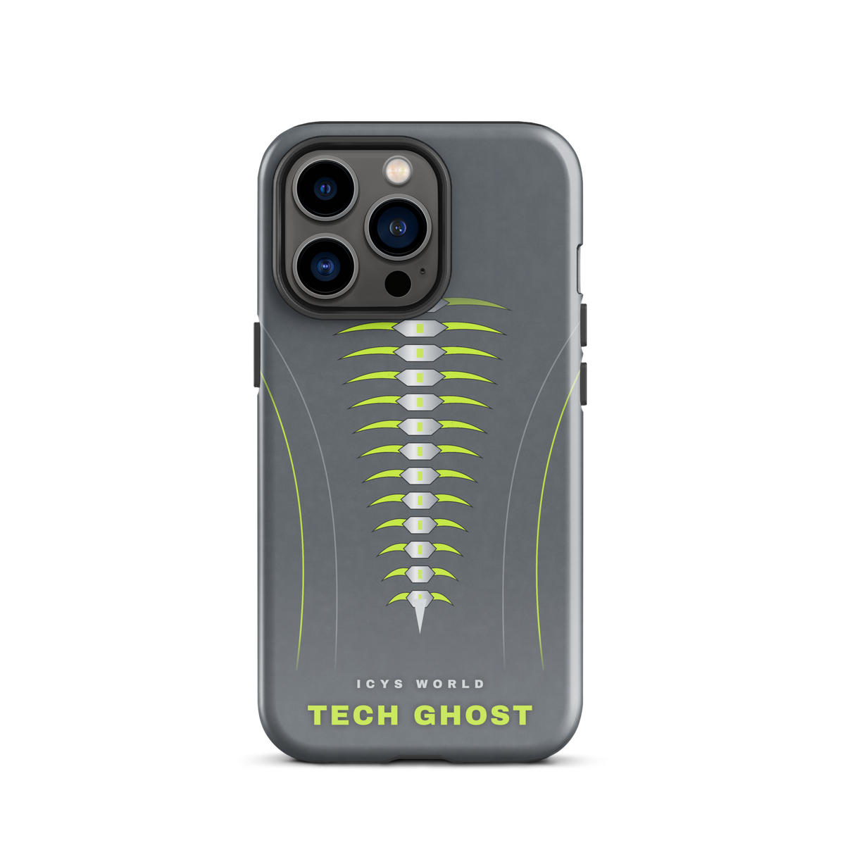 ICYS WORLD Tech Ghost iPhone case on iPhone 13 Pro, glossy finish