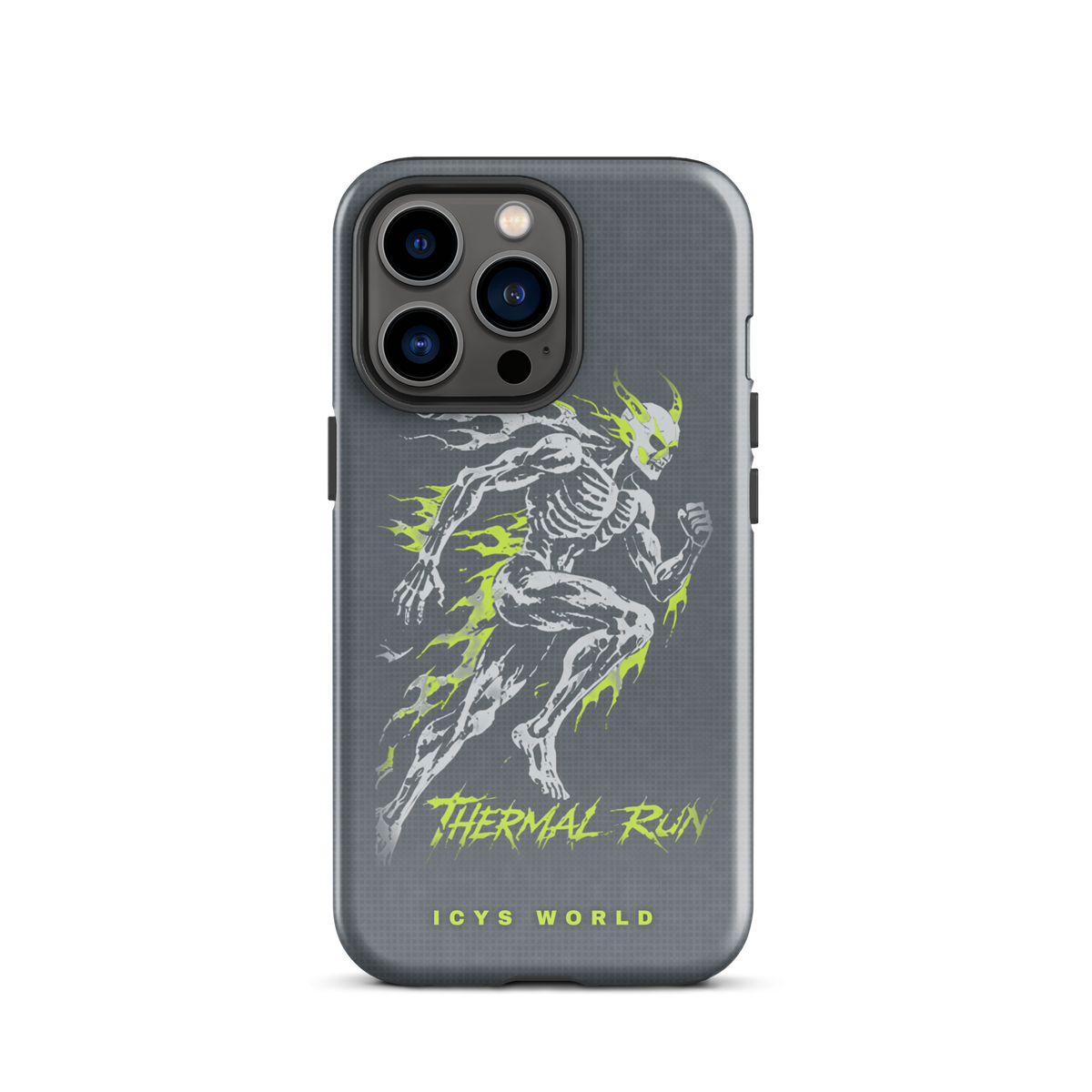 ICYS WORLD Thermal Run iPhone case on iPhone 13 Pro, glossy finish