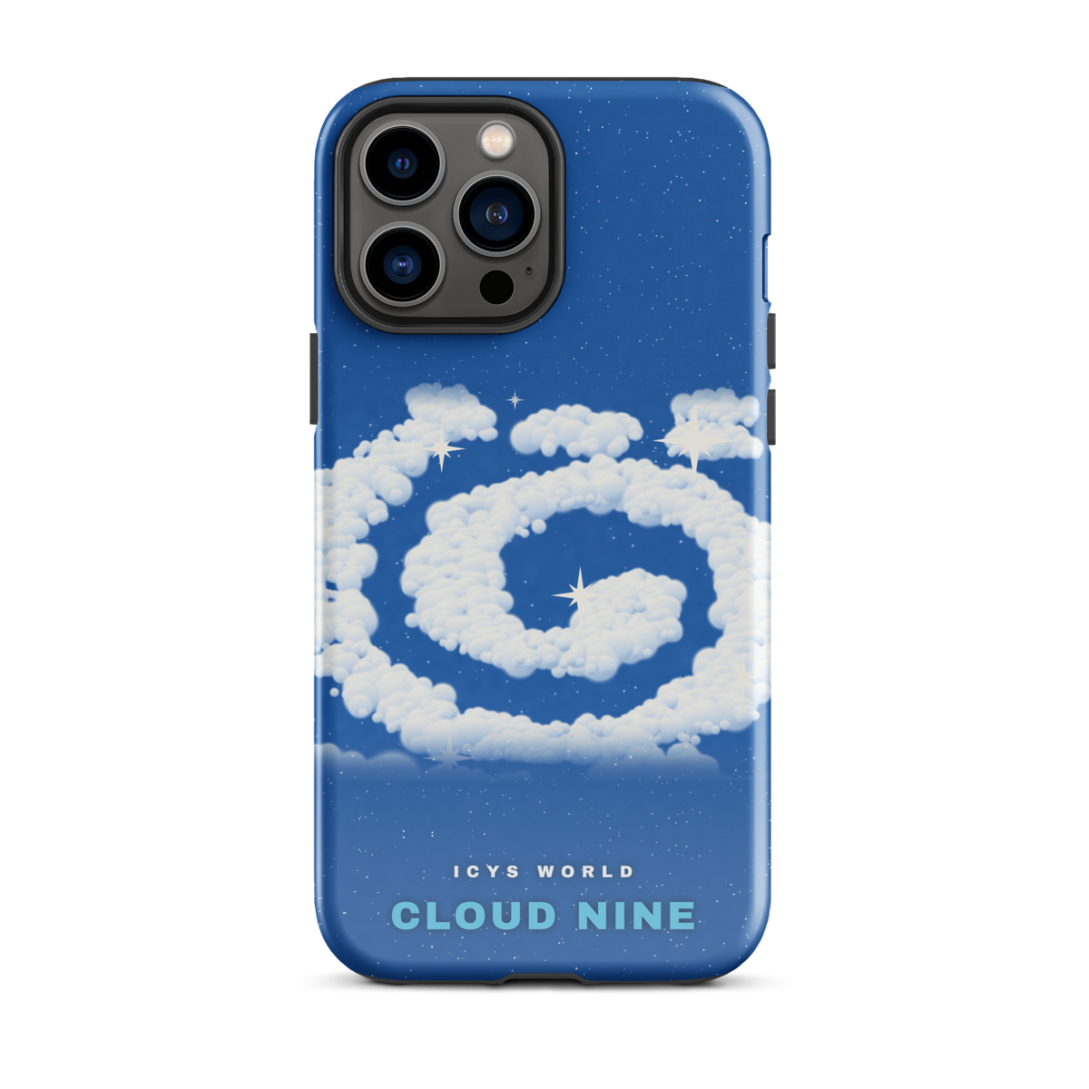 ICYS WORLD Cloud Nine iPhone case on iPhone 13 Pro Max, glossy finish