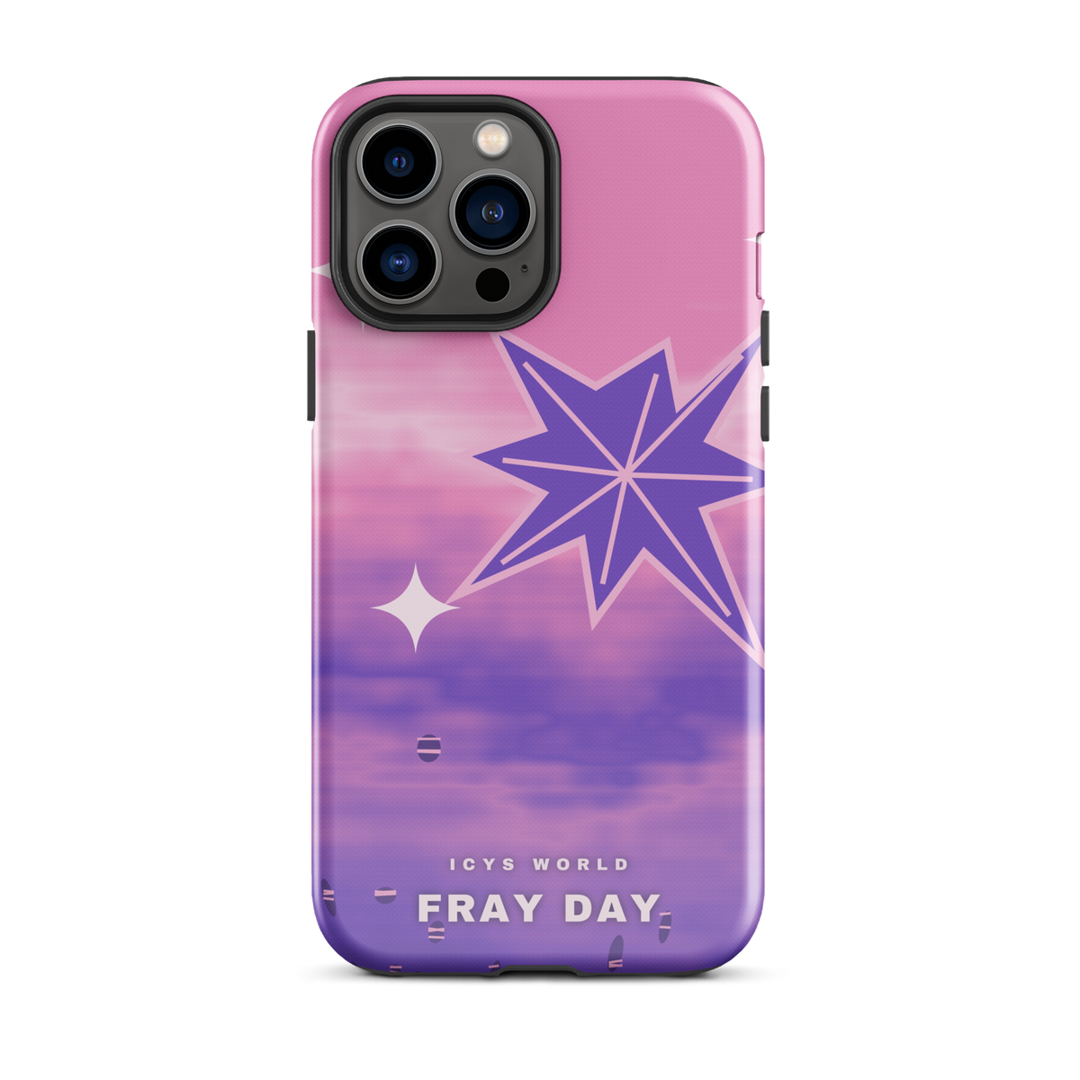 ICYS WORLD Fray Day iPhone case on iPhone 13 Pro Max, glossy finish