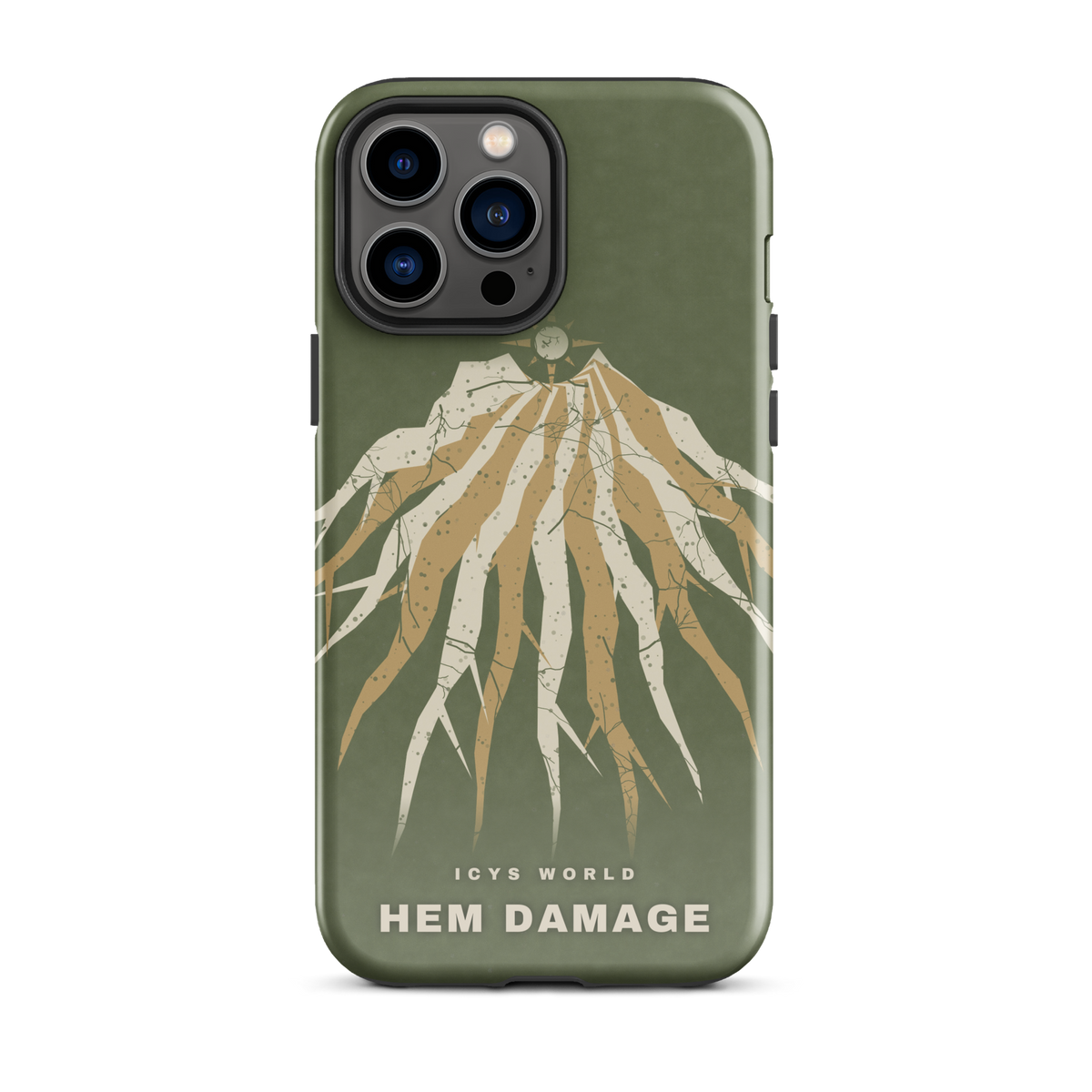 ICYS WORLD Hem Damage iPhone case on iPhone 13 Pro Max, glossy finish