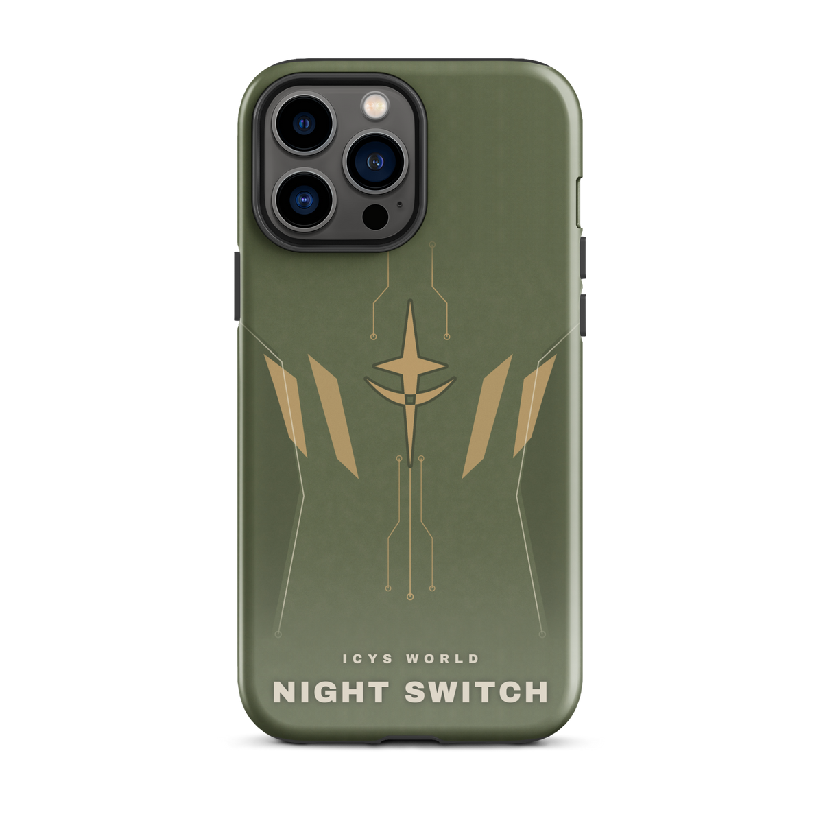 ICYS WORLD Night Switch iPhone case on iPhone 13 Pro Max, glossy finish