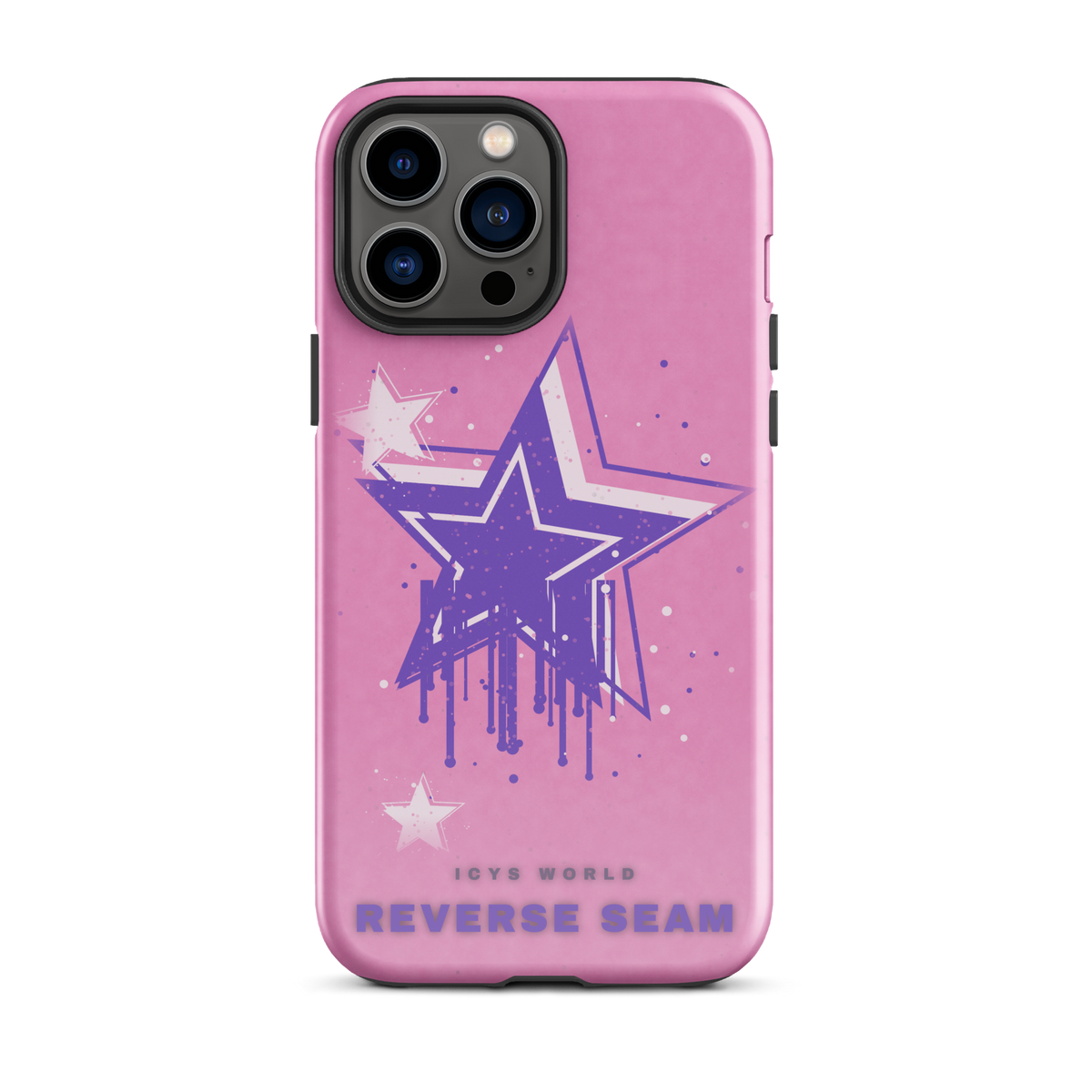 ICYS WORLD Reverse Seam iPhone case on iPhone 13 Pro Max, glossy finish