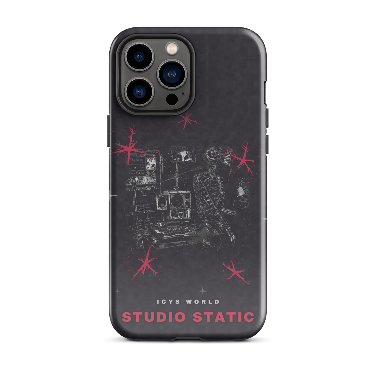 ICYS WORLD Studio Static iPhone case on iPhone 13 Pro Max, glossy finish