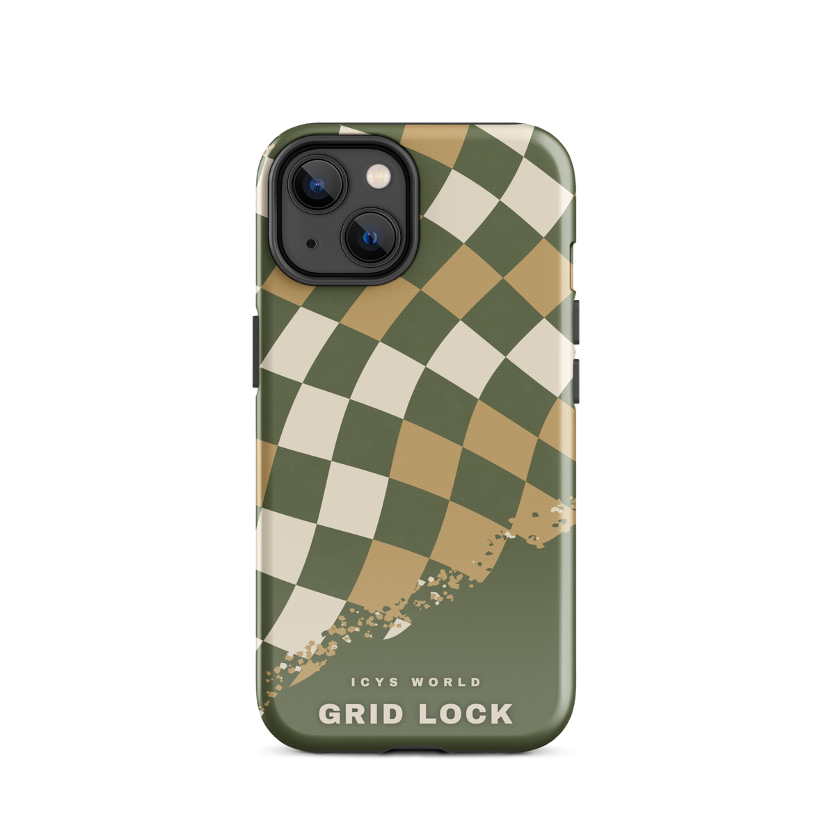 ICYS WORLD Grid Lock iPhone case on iPhone 14, glossy finish