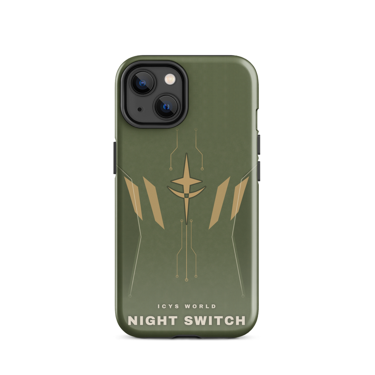 ICYS WORLD Night Switch iPhone case on iPhone 14, glossy finish