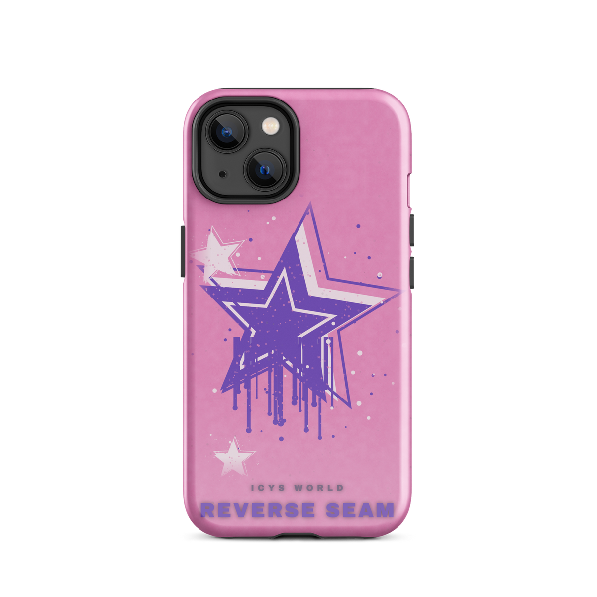 ICYS WORLD Reverse Seam iPhone case on iPhone 14, glossy finish