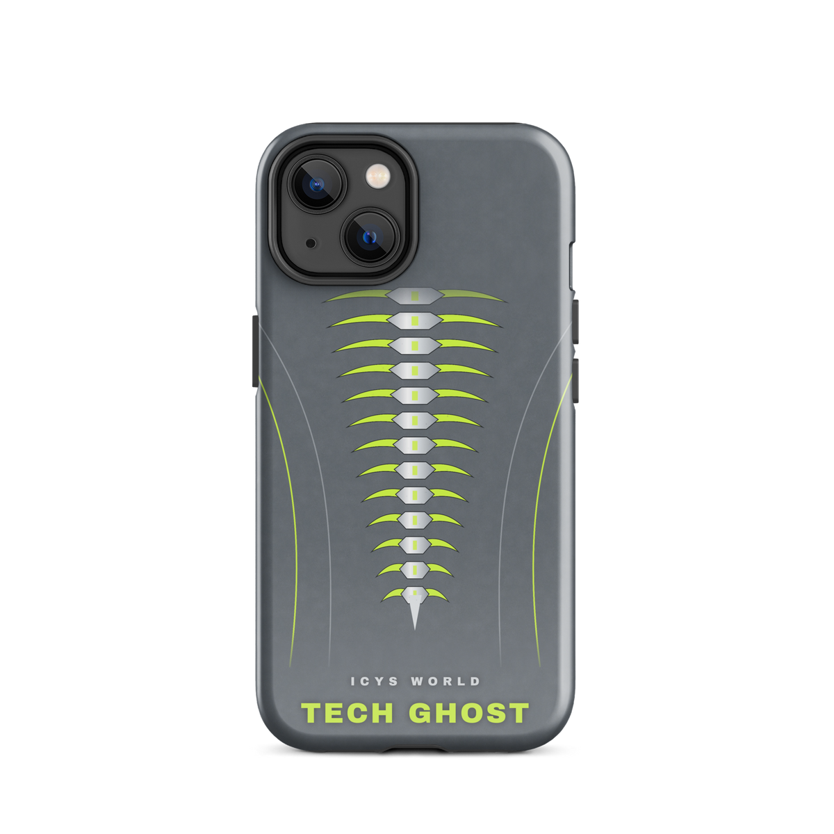 ICYS WORLD Tech Ghost iPhone case on iPhone 14, glossy finish