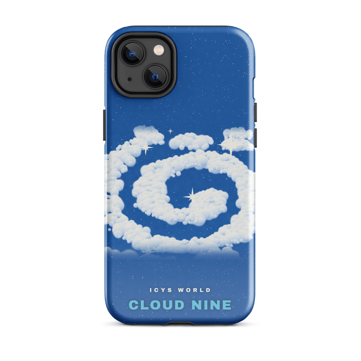 ICYS WORLD Cloud Nine iPhone case on iPhone 14 Plus, glossy finish