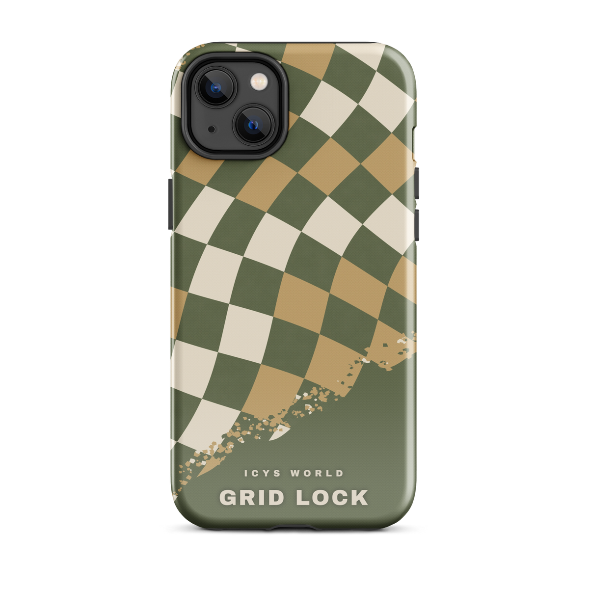 ICYS WORLD Grid Lock iPhone case on iPhone 14 Plus, glossy finish