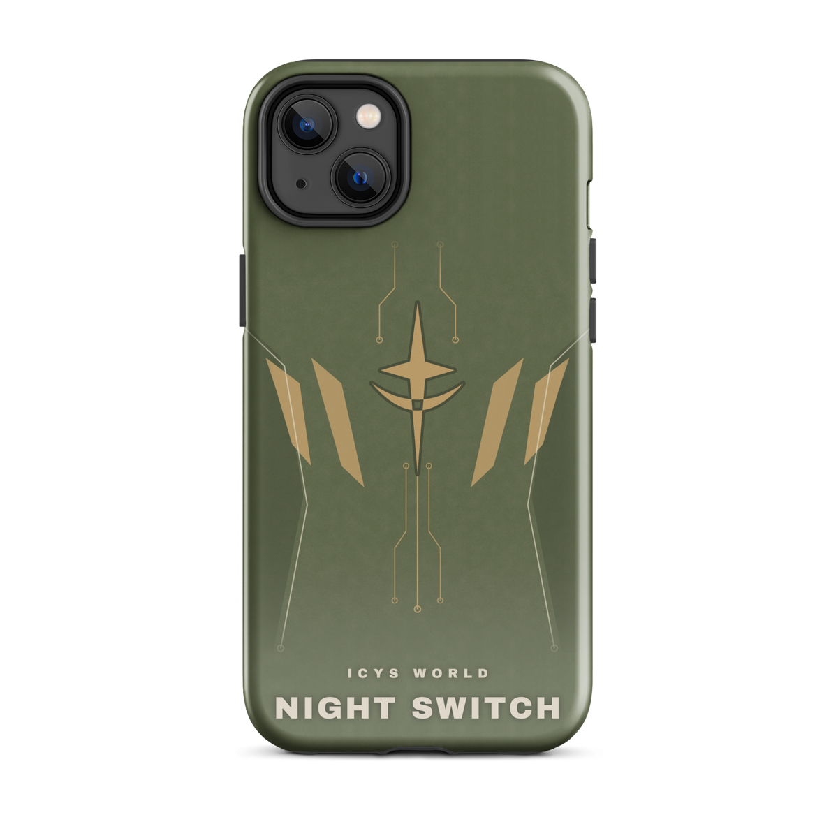 ICYS WORLD Night Switch iPhone case on iPhone 14 Plus, glossy finish