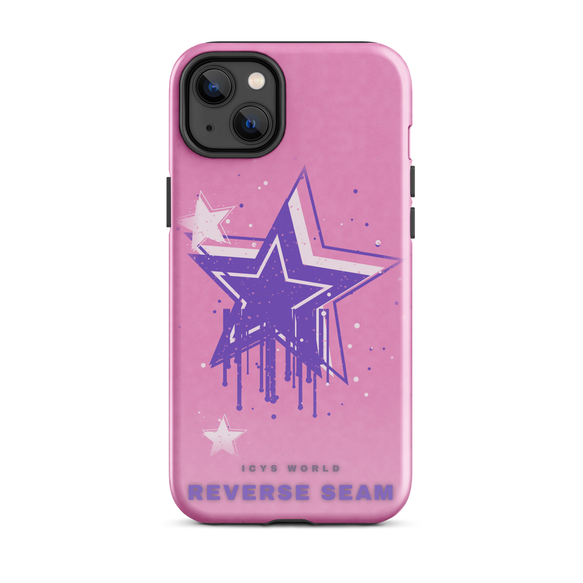 ICYS WORLD Reverse Seam iPhone case on iPhone 14 Plus, glossy finish