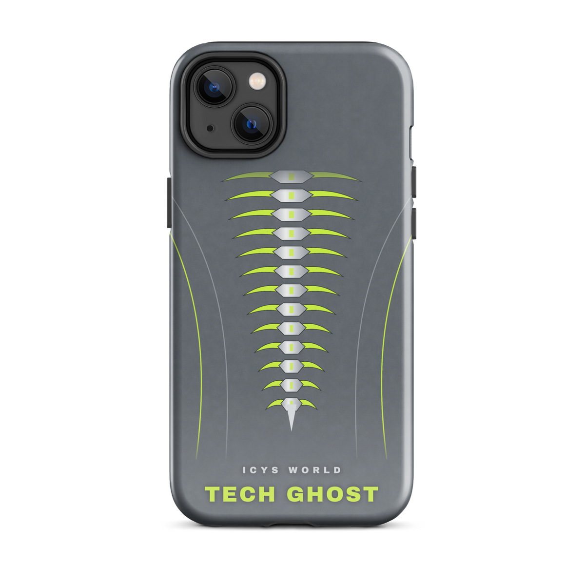 ICYS WORLD Tech Ghost iPhone case on iPhone 14 Plus, glossy finish