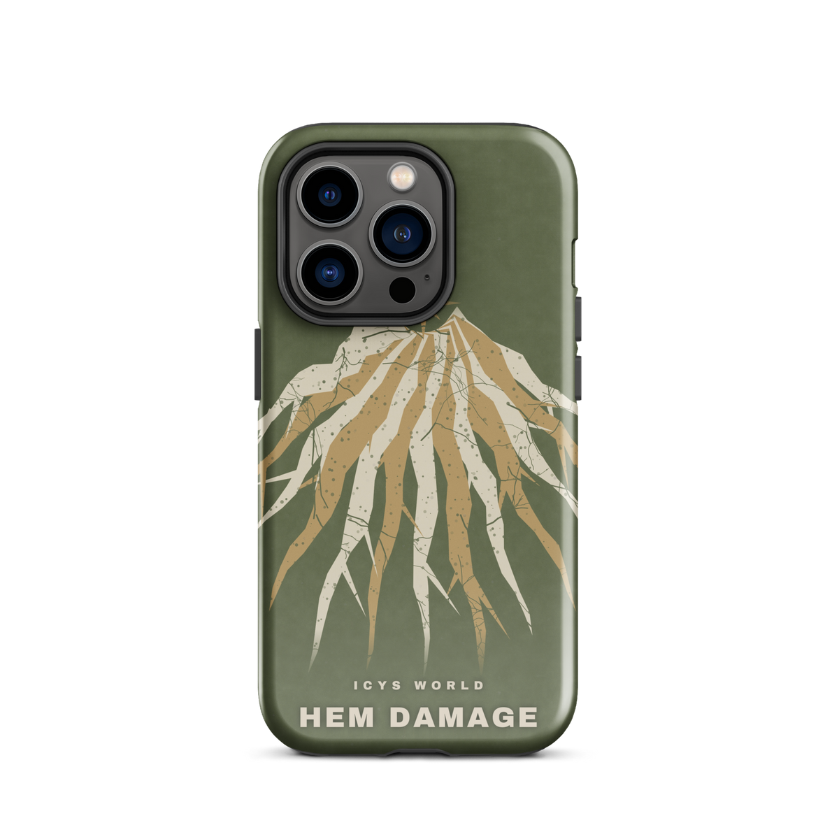 ICYS WORLD Hem Damage iPhone case on iPhone 14 Pro, glossy finish