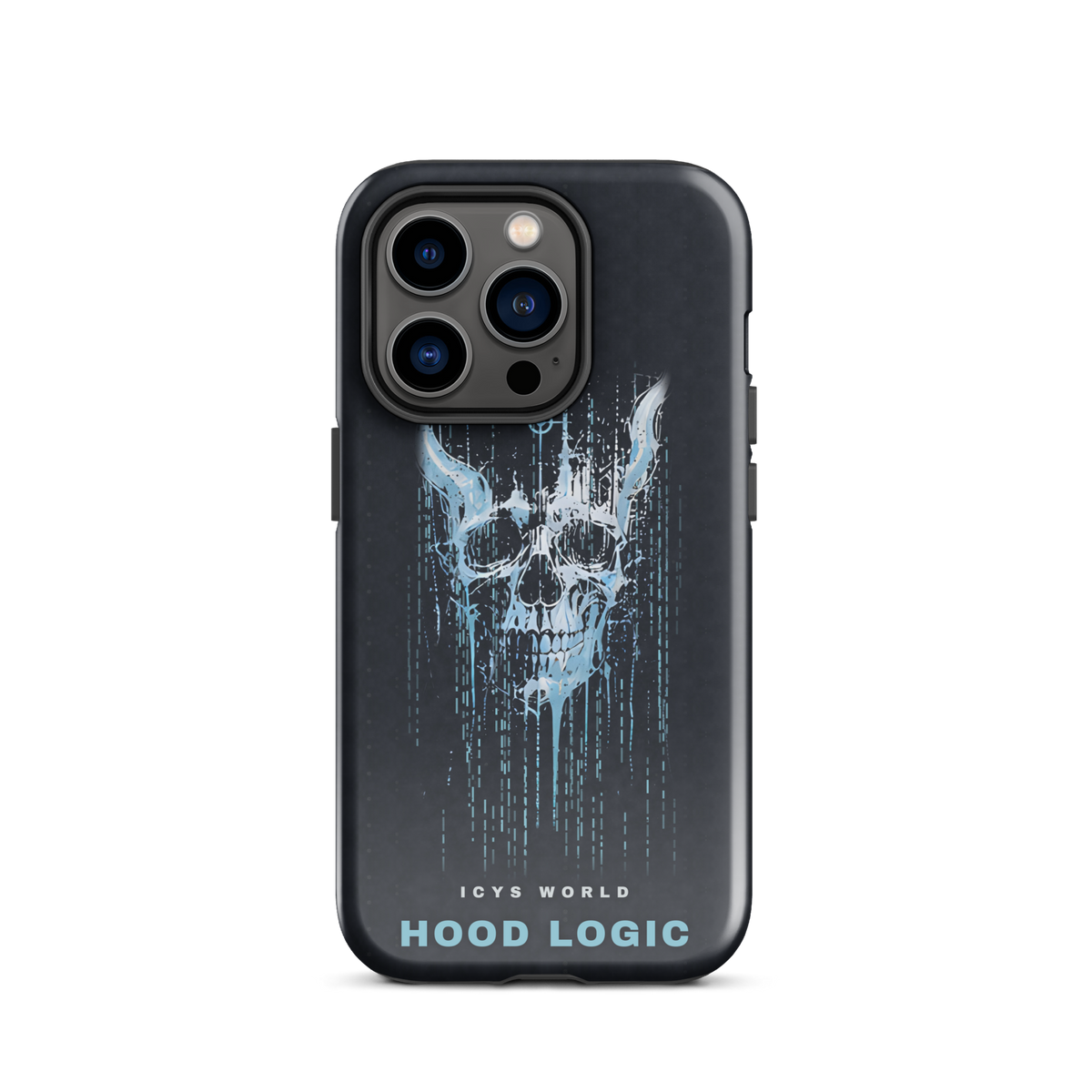 ICYS WORLD Hood Logic iPhone case on iPhone 14 Pro, glossy finish
