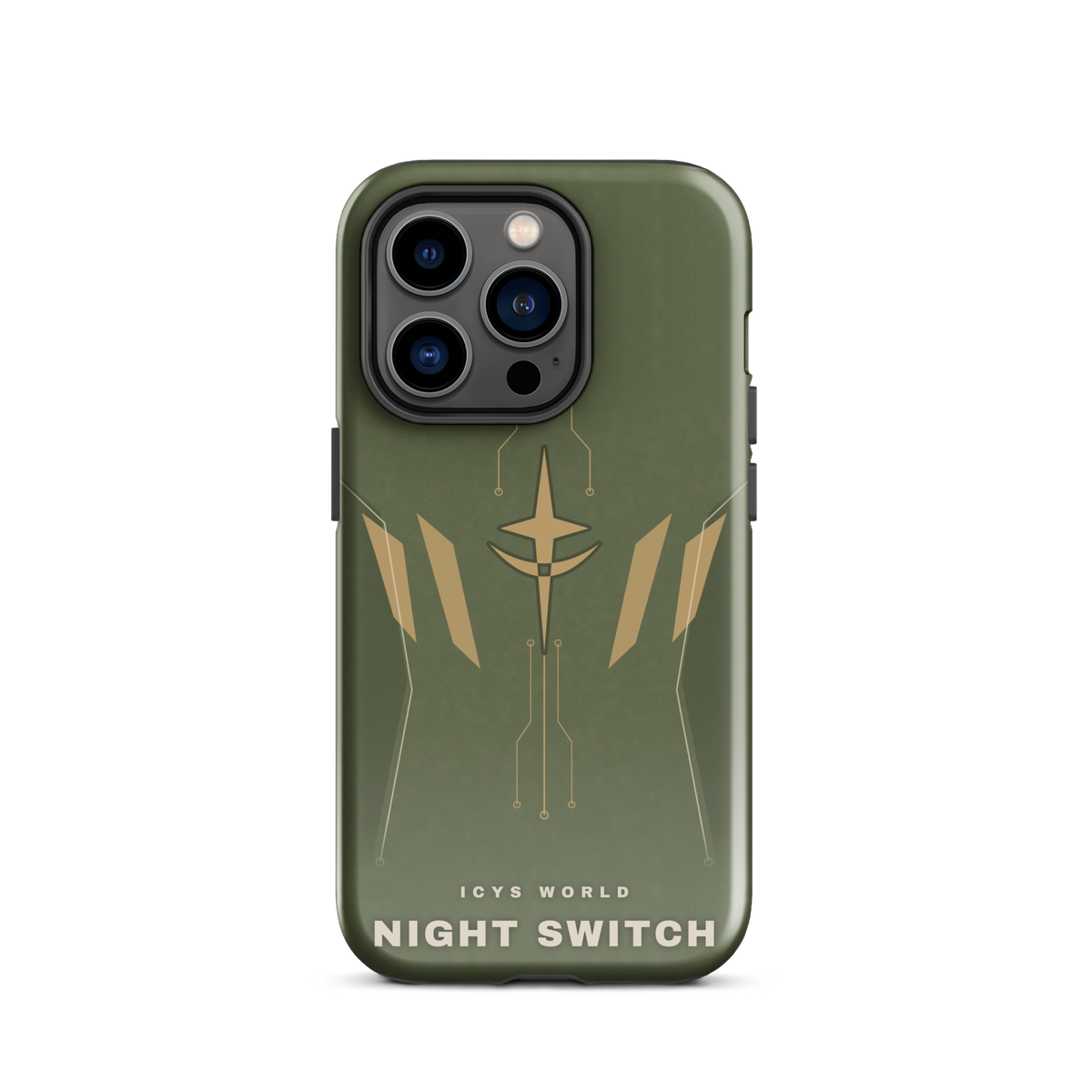 ICYS WORLD Night Switch iPhone case on iPhone 14 Pro, glossy finish