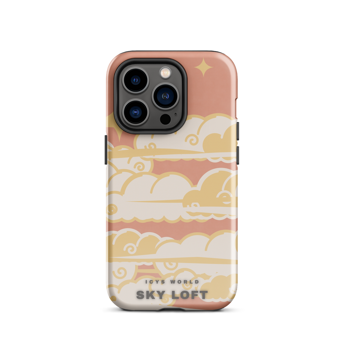 ICYS WORLD Sky Loft iPhone case on iPhone 14 Pro, glossy finish