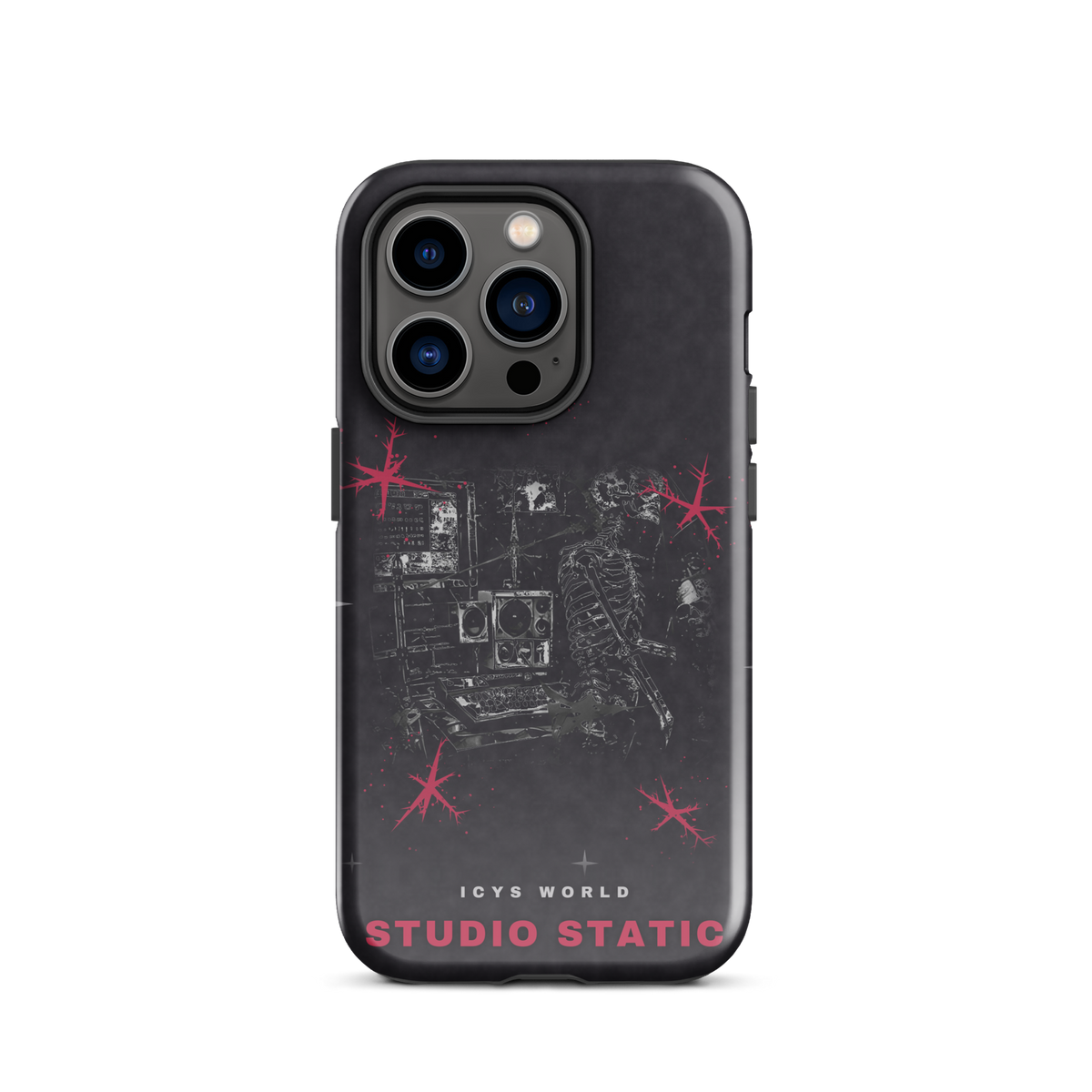 ICYS WORLD Studio Static iPhone case on iPhone 14 Pro, glossy finish