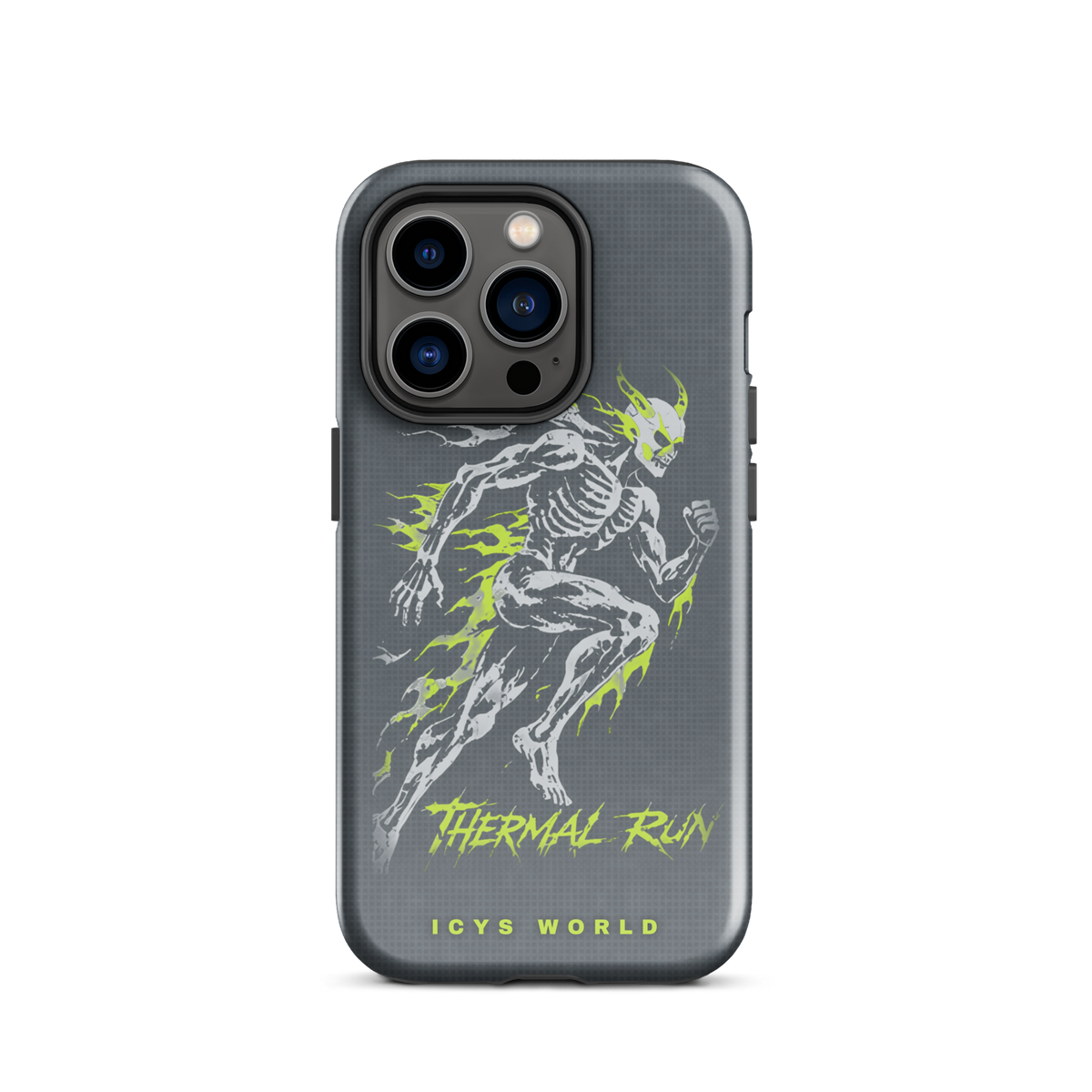 ICYS WORLD Thermal Run iPhone case on iPhone 14 Pro, glossy finish