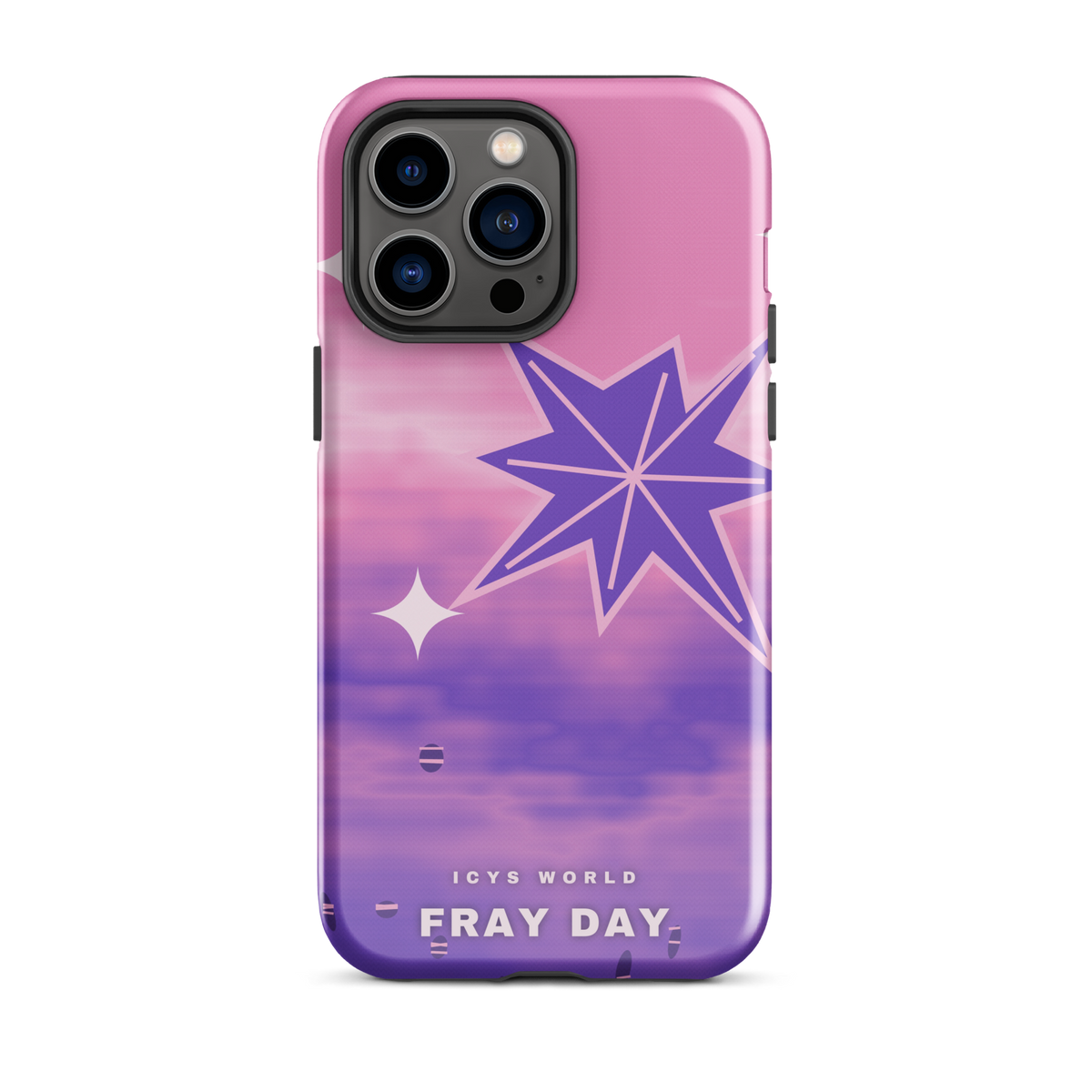 ICYS WORLD Fray Day iPhone case on iPhone 14 Pro Max, glossy finish