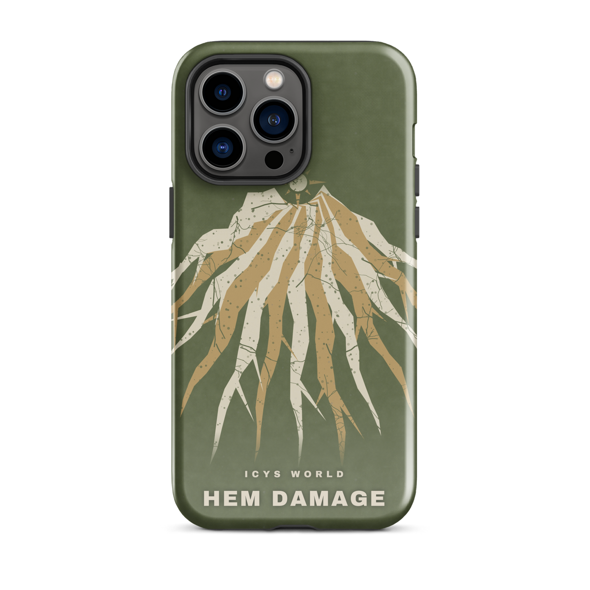 ICYS WORLD Hem Damage iPhone case on iPhone 14 Pro Max, glossy finish