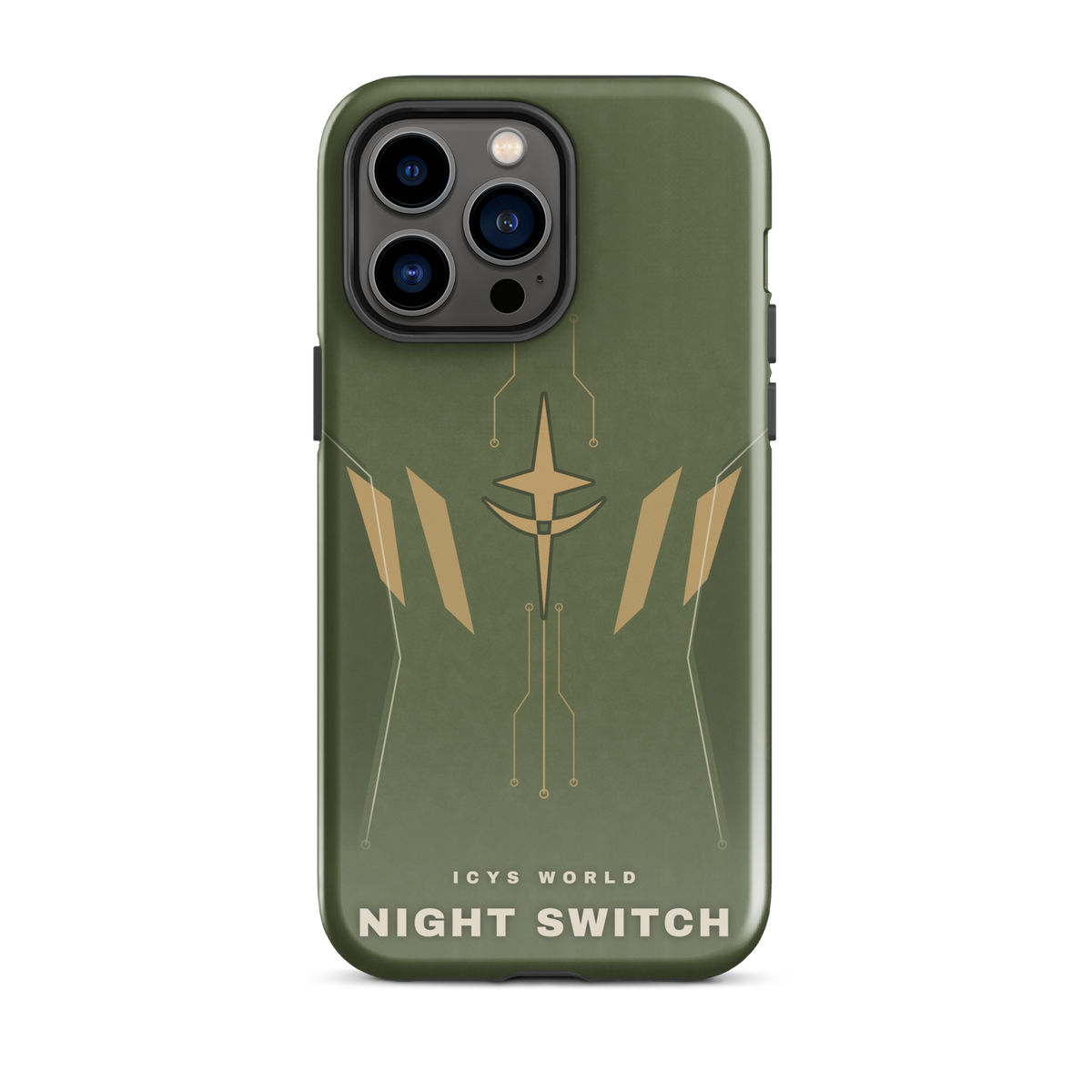 ICYS WORLD Night Switch iPhone case on iPhone 14 Pro Max, glossy finish