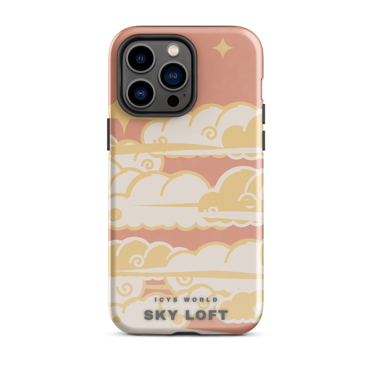 ICYS WORLD Sky Loft iPhone case on iPhone 14 Pro Max, glossy finish