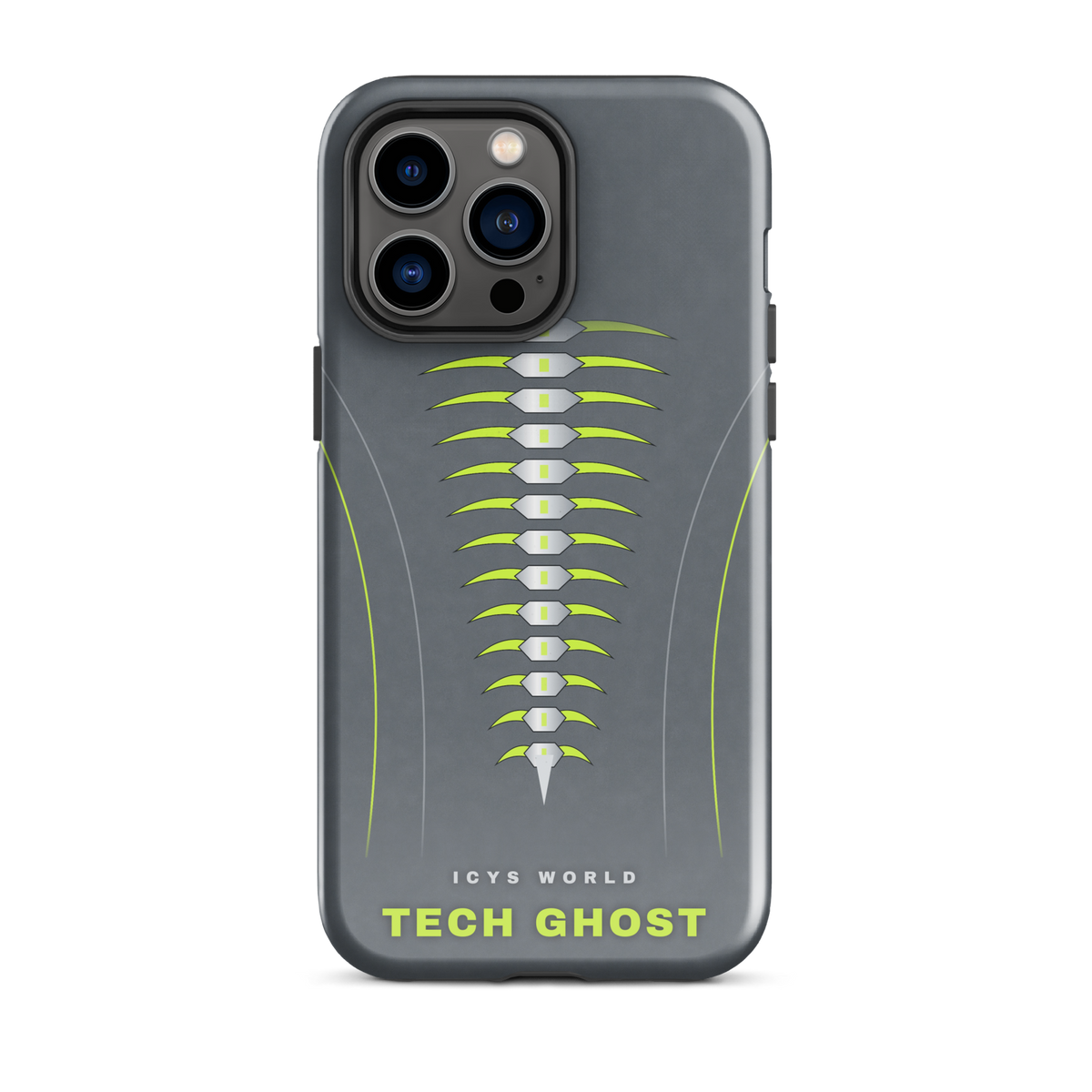 ICYS WORLD Tech Ghost iPhone case on iPhone 14 Pro Max, glossy finish