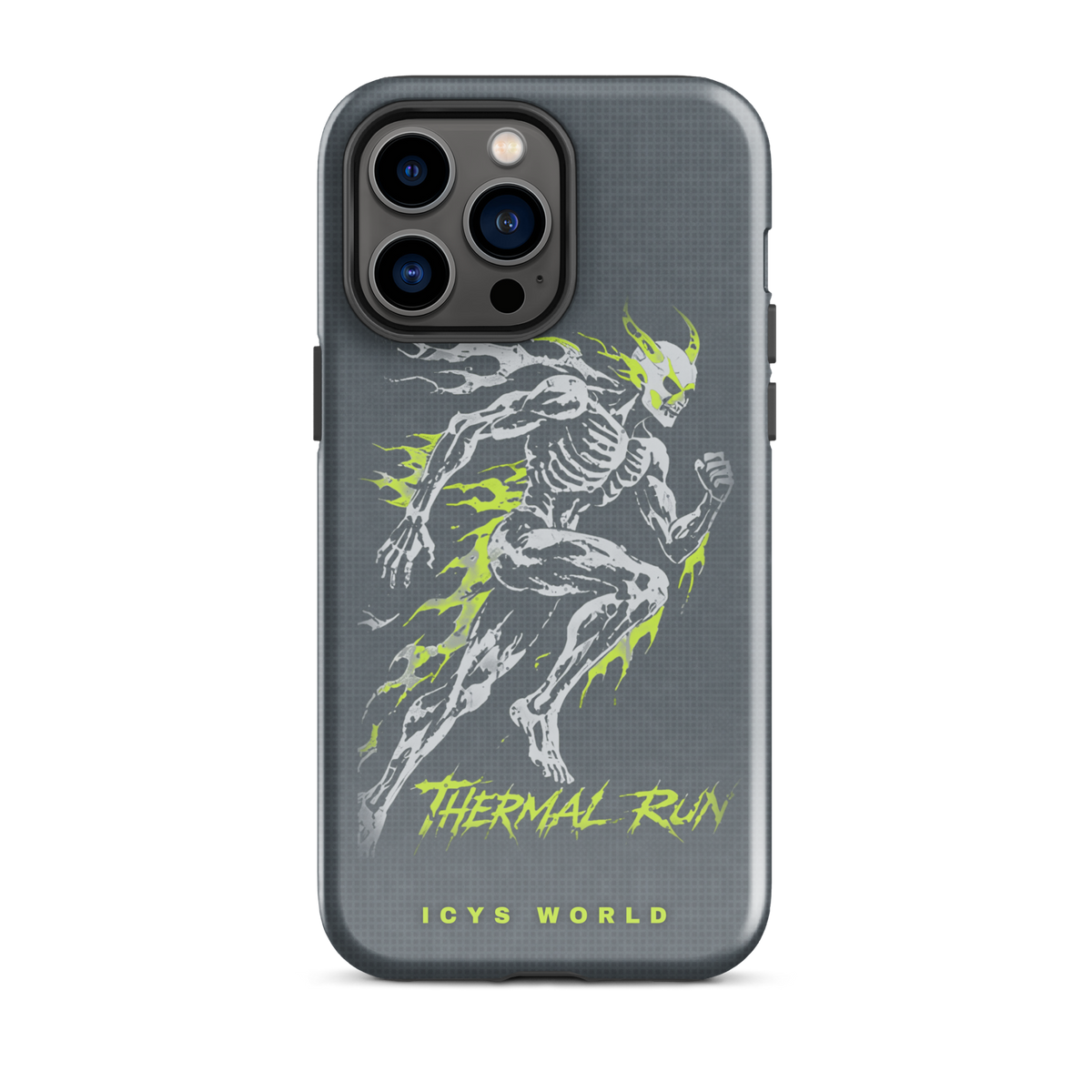 ICYS WORLD Thermal Run iPhone case on iPhone 14 Pro Max, glossy finish