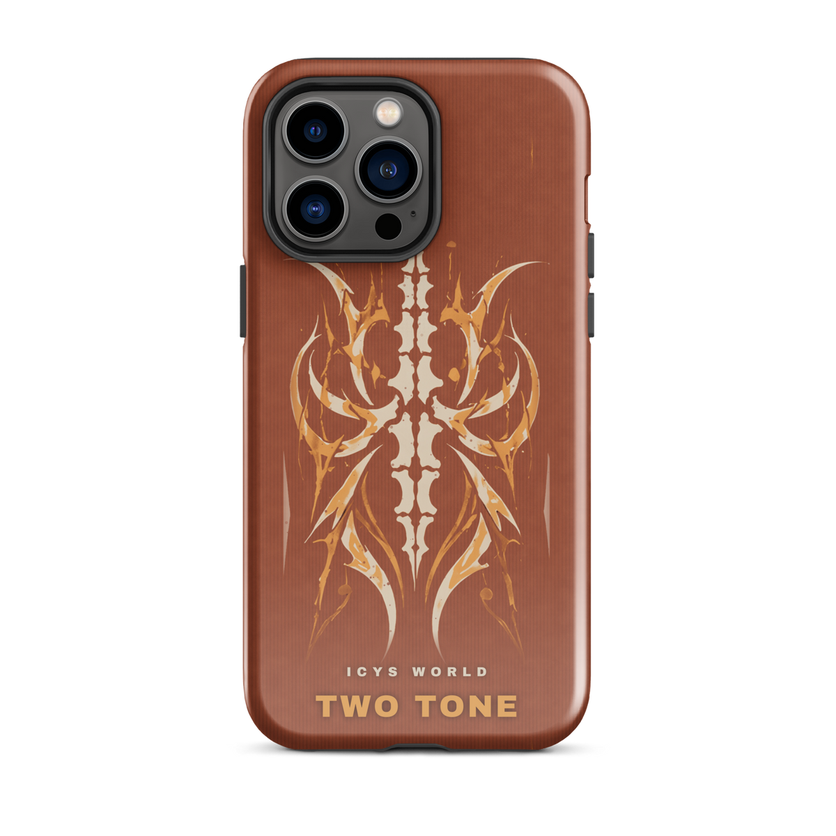 ICYS WORLD Two Tone iPhone case on iPhone 14 Pro Max, glossy finish
