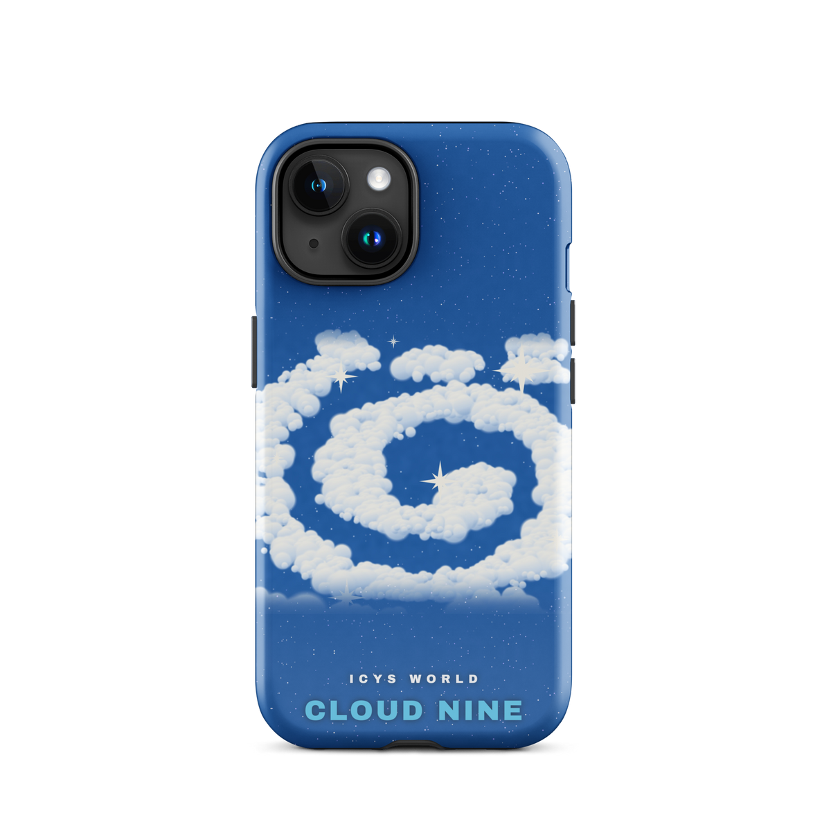 ICYS WORLD Cloud Nine iPhone case on iPhone 15, glossy finish