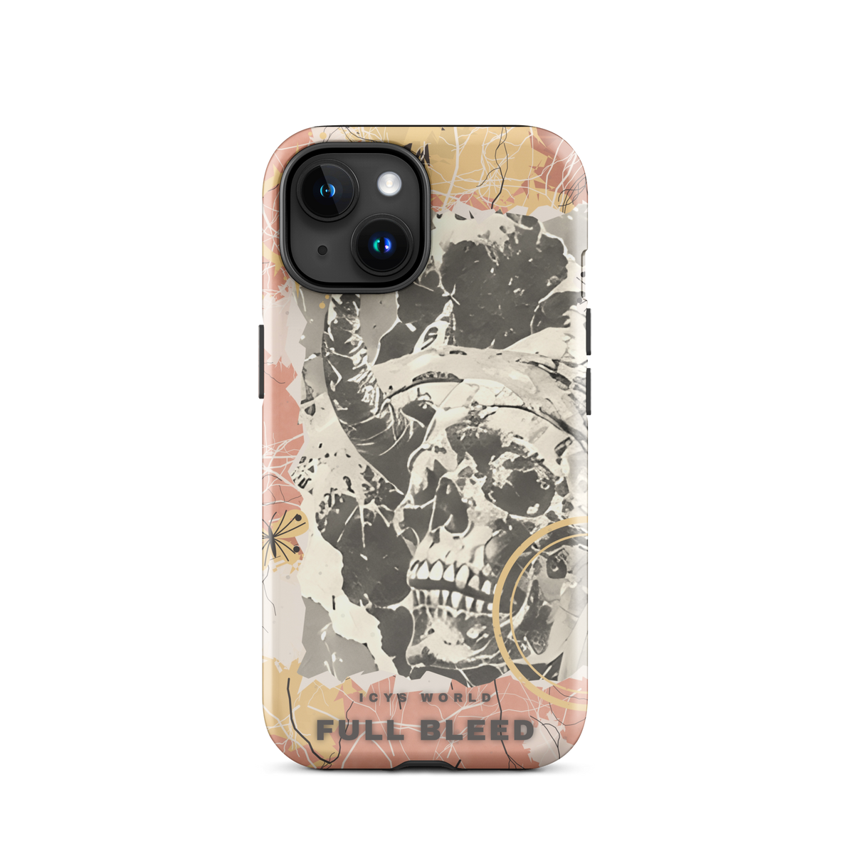 ICYS WORLD Full Bleed iPhone case on iPhone 15, glossy finish