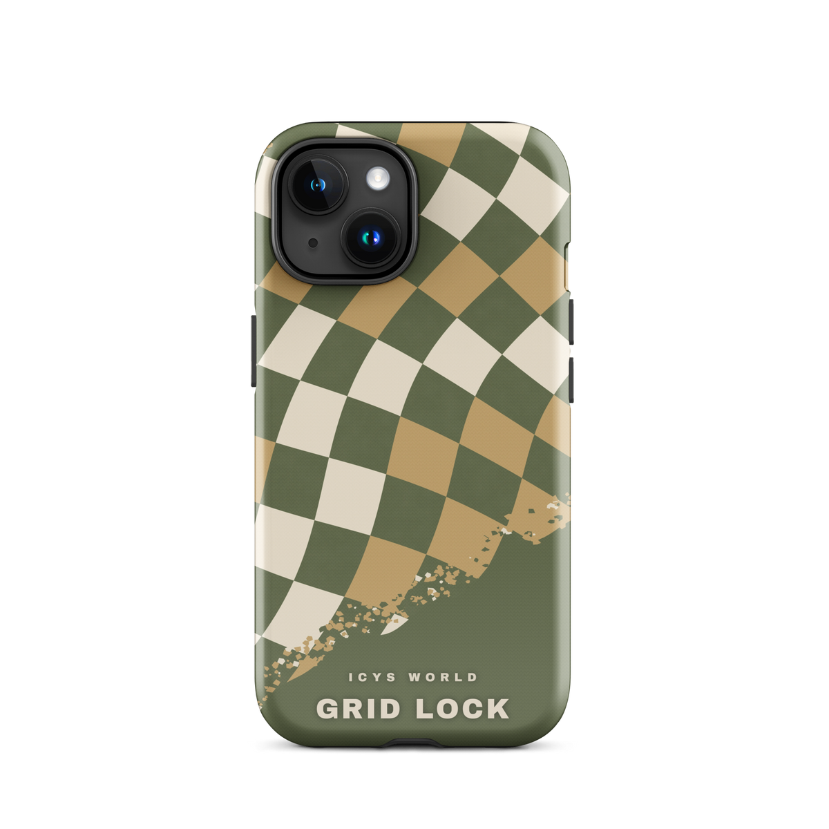 ICYS WORLD Grid Lock iPhone case on iPhone 15, glossy finish