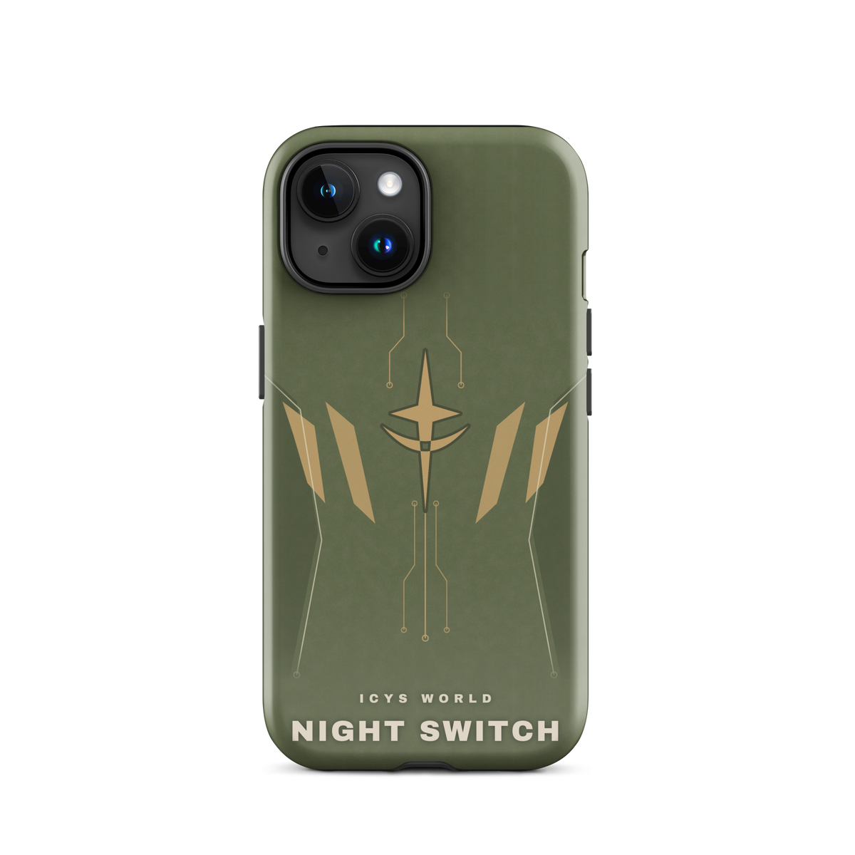 ICYS WORLD Night Switch iPhone case on iPhone 15, glossy finish