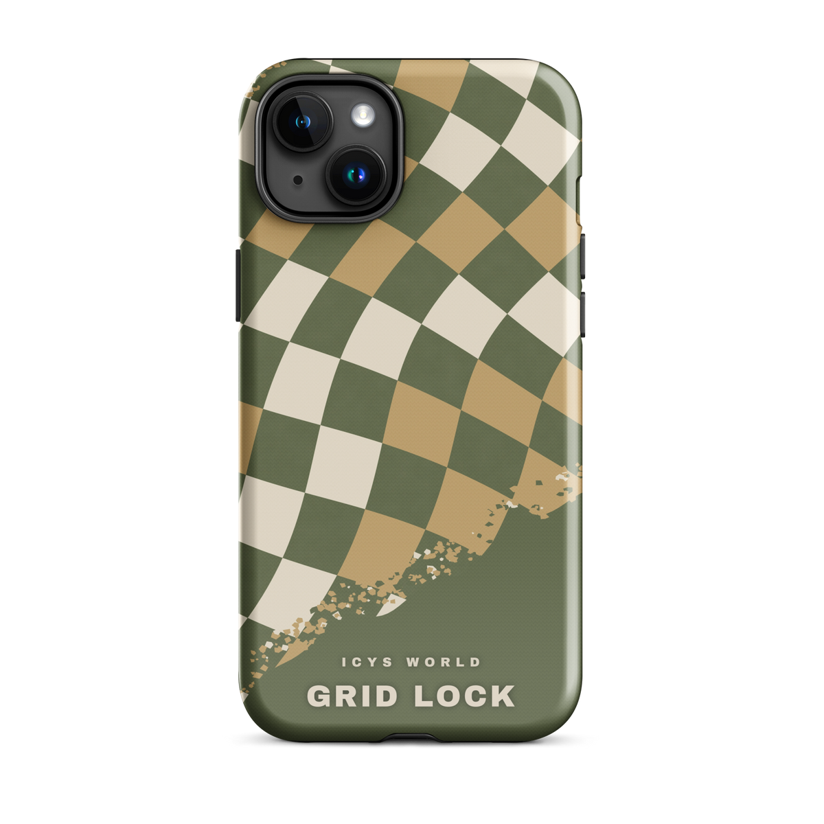 ICYS WORLD Grid Lock iPhone case on iPhone 15 Plus, glossy finish