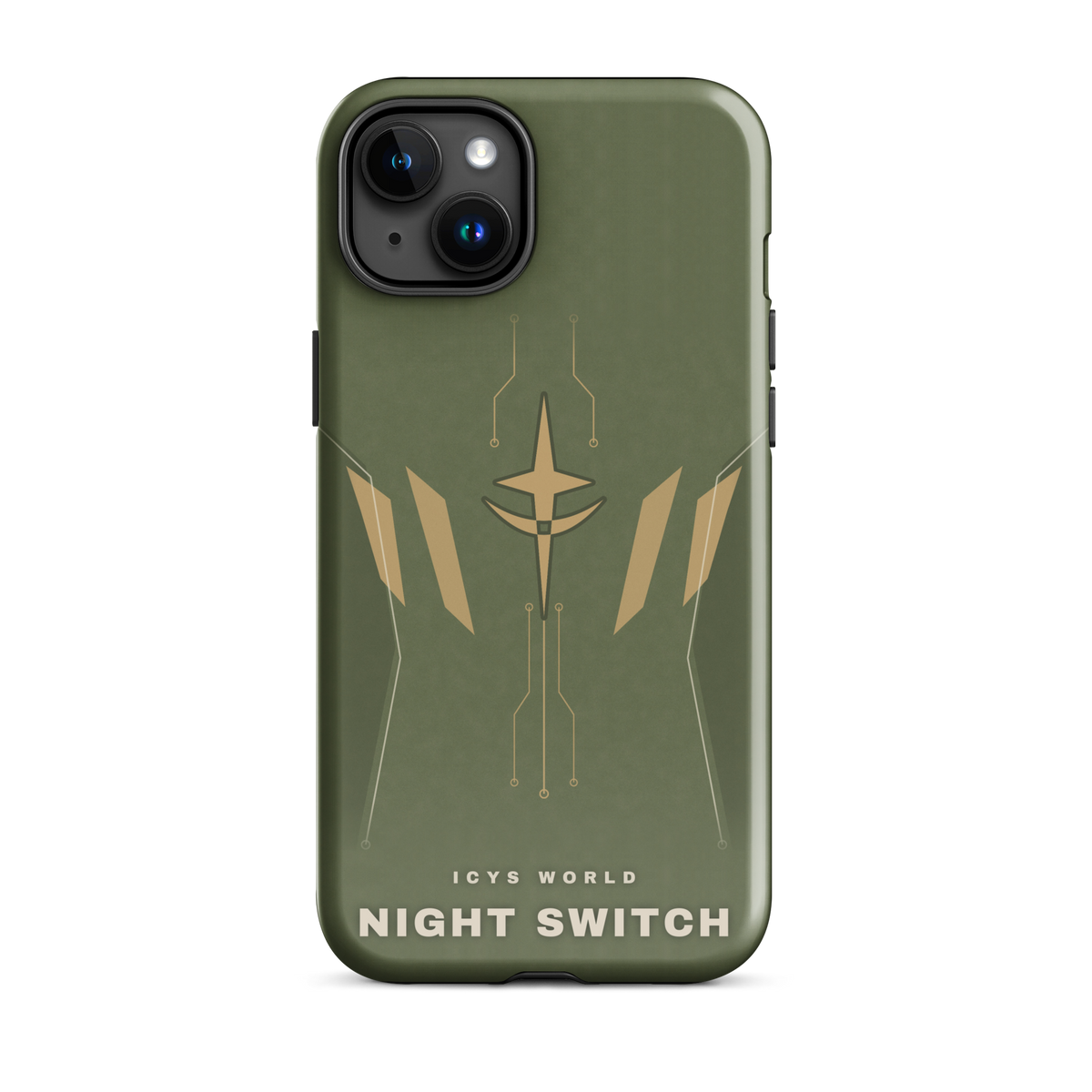 ICYS WORLD Night Switch iPhone case on iPhone 15 Plus, glossy finish