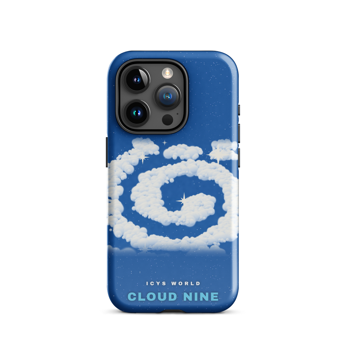 ICYS WORLD Cloud Nine iPhone case on iPhone 15 Pro, glossy finish