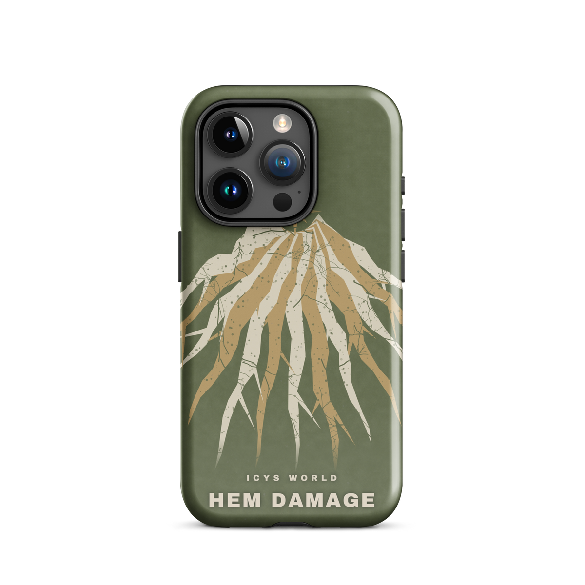 ICYS WORLD Hem Damage iPhone case on iPhone 15 Pro, glossy finish