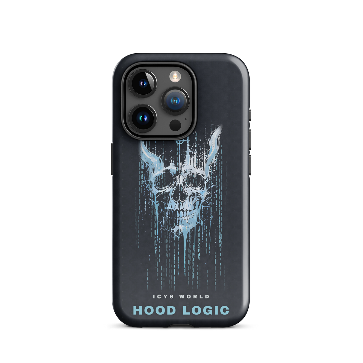 ICYS WORLD Hood Logic iPhone case on iPhone 15 Pro, glossy finish