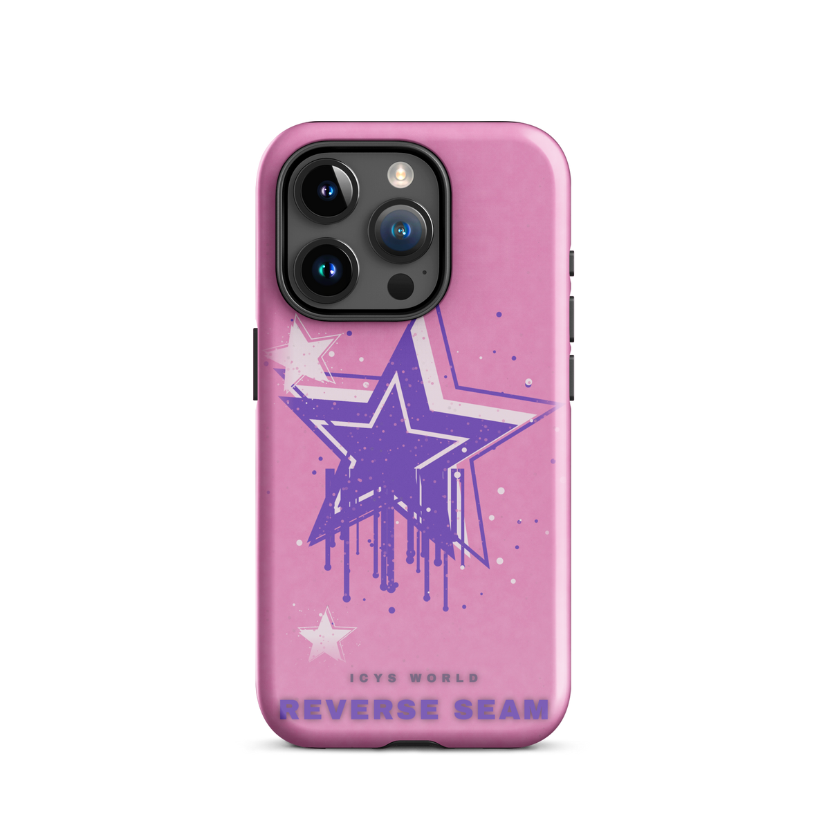 ICYS WORLD Reverse Seam iPhone case on iPhone 15 Pro, glossy finish