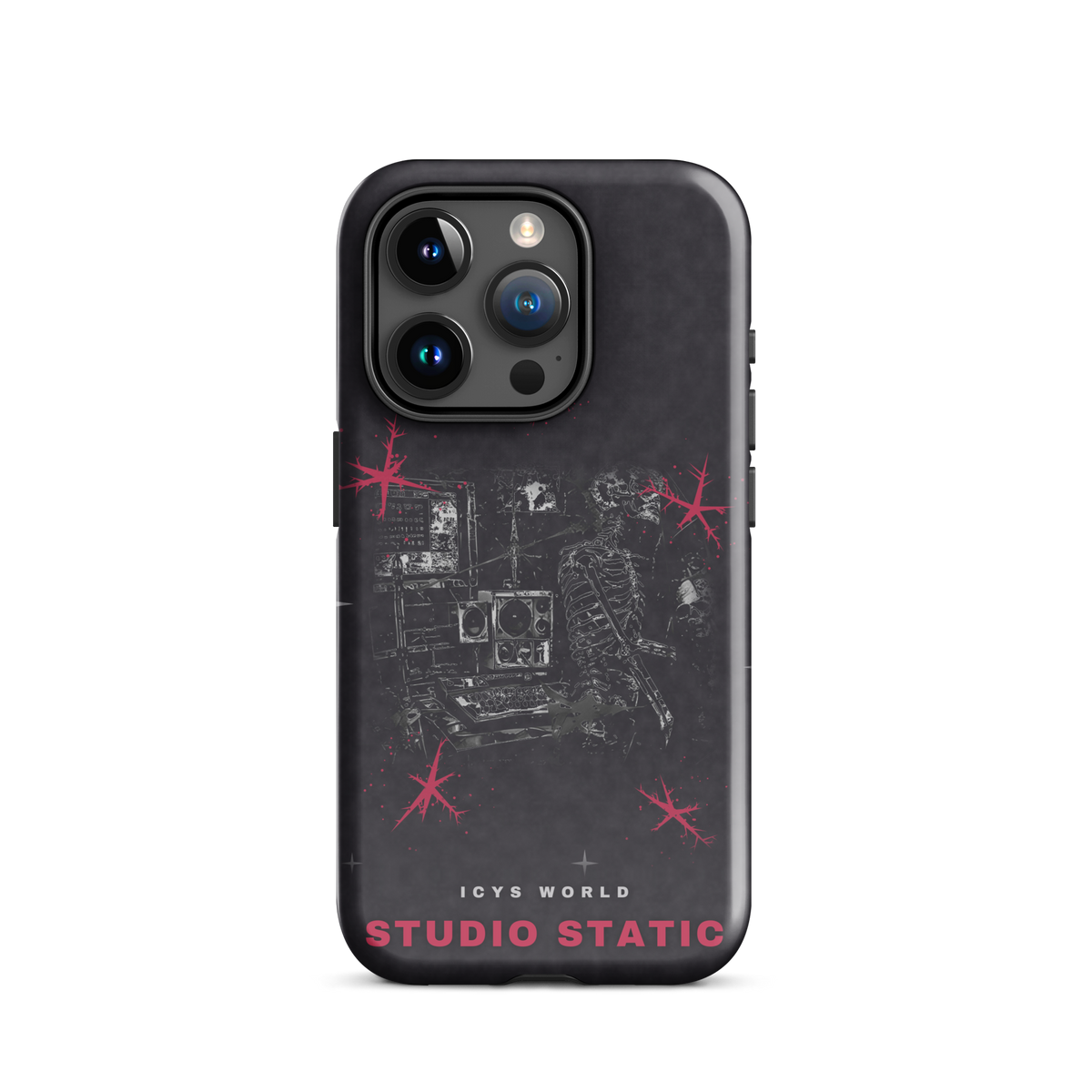 ICYS WORLD Studio Static iPhone case on iPhone 15 Pro, glossy finish