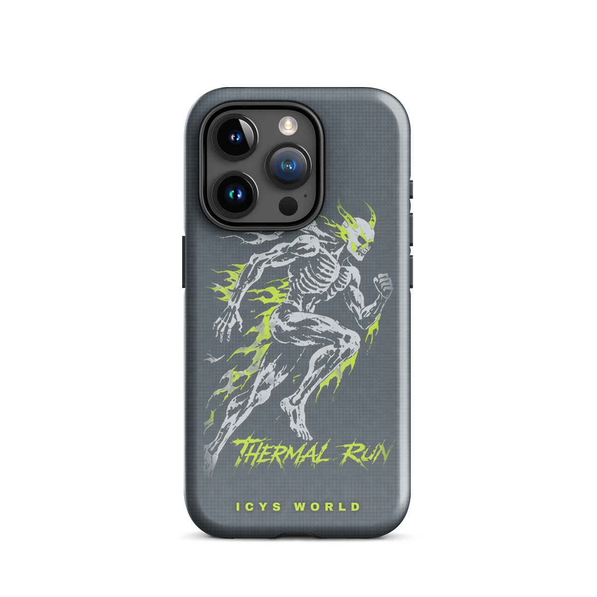 ICYS WORLD Thermal Run iPhone case on iPhone 15 Pro, glossy finish