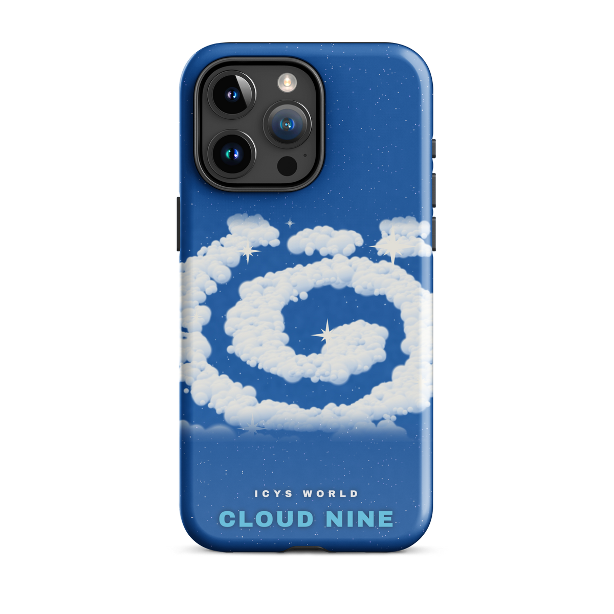 ICYS WORLD Cloud Nine iPhone case on iPhone 15 Pro Max, glossy finish