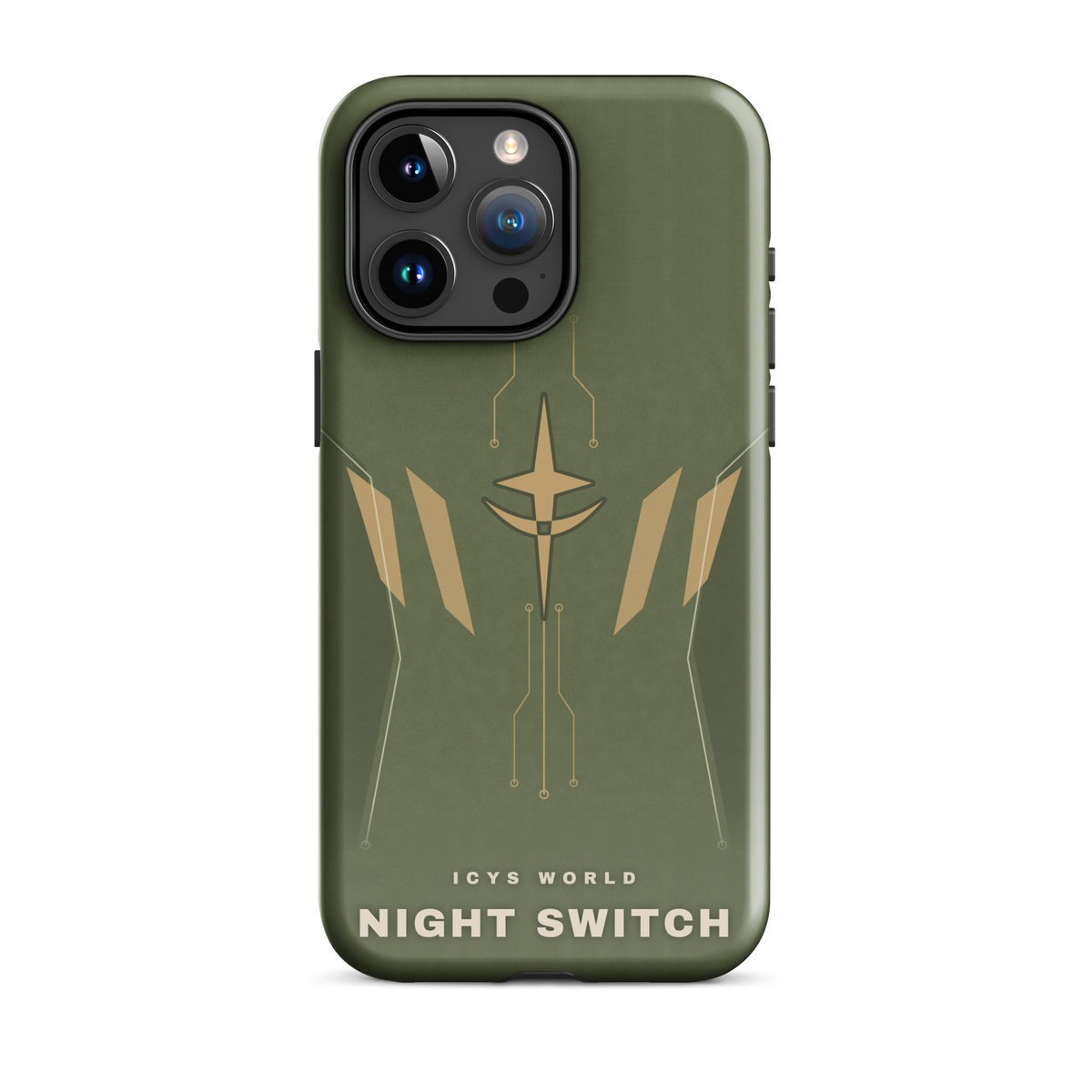 ICYS WORLD Night Switch iPhone case on iPhone 15 Pro Max, glossy finish