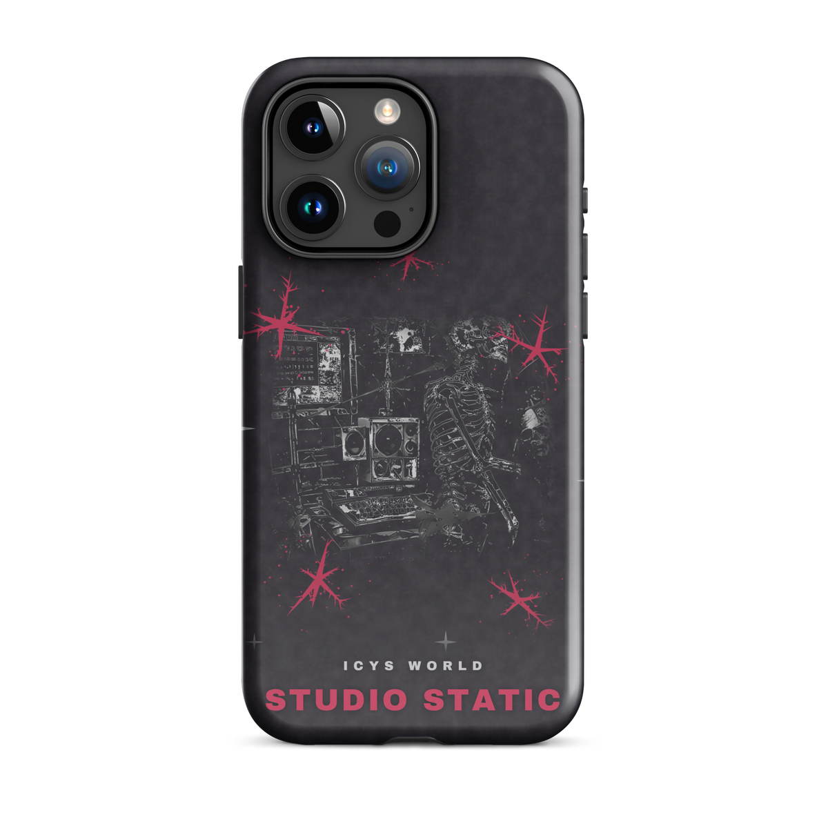 ICYS WORLD Studio Static iPhone case on iPhone 15 Pro Max, glossy finish