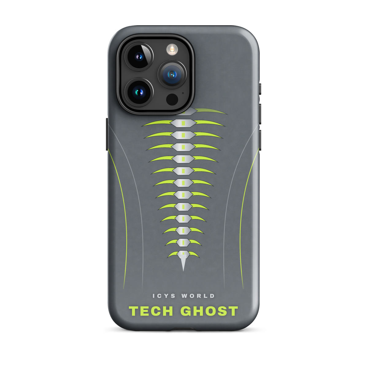 ICYS WORLD Tech Ghost iPhone case on iPhone 15 Pro Max, glossy finish