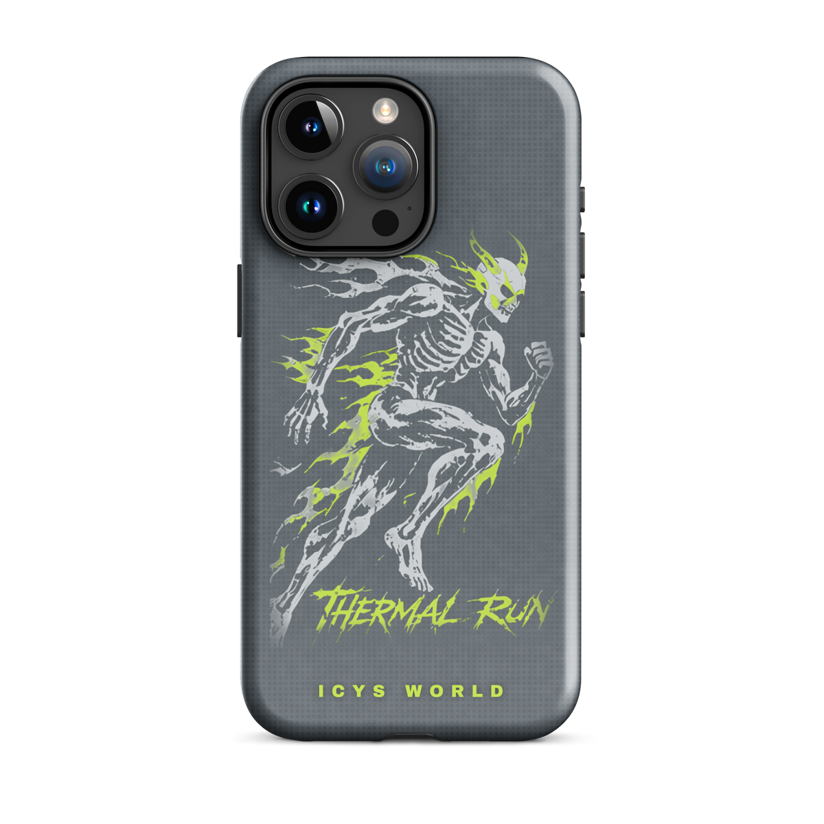 ICYS WORLD Thermal Run iPhone case on iPhone 15 Pro Max, glossy finish