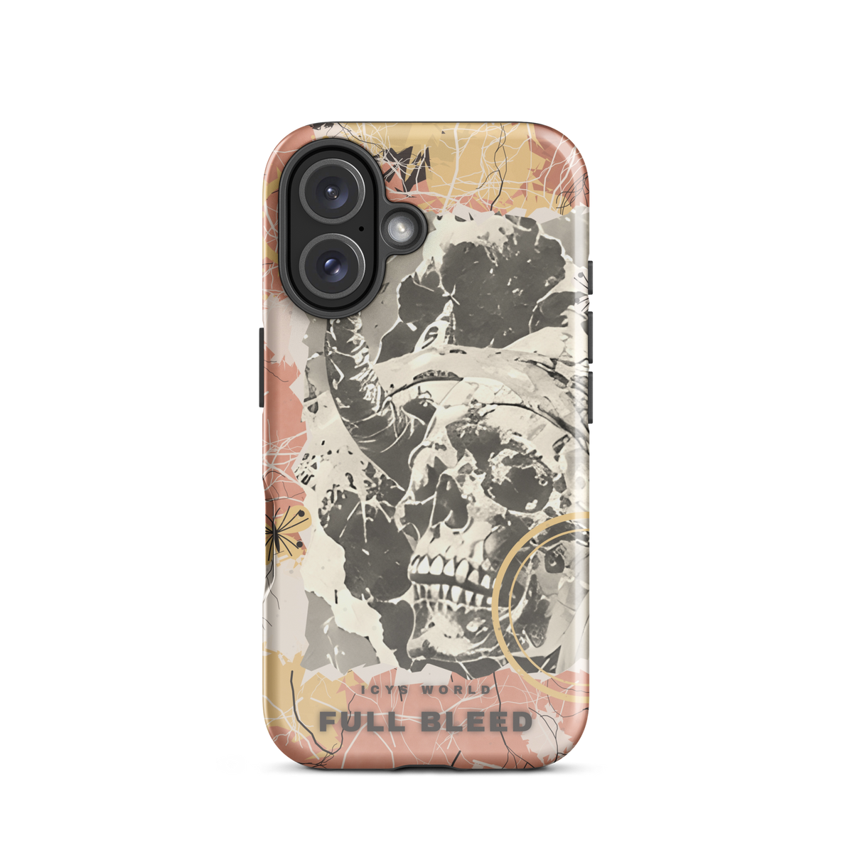 ICYS WORLD Full Bleed iPhone case on iPhone 16, glossy finish